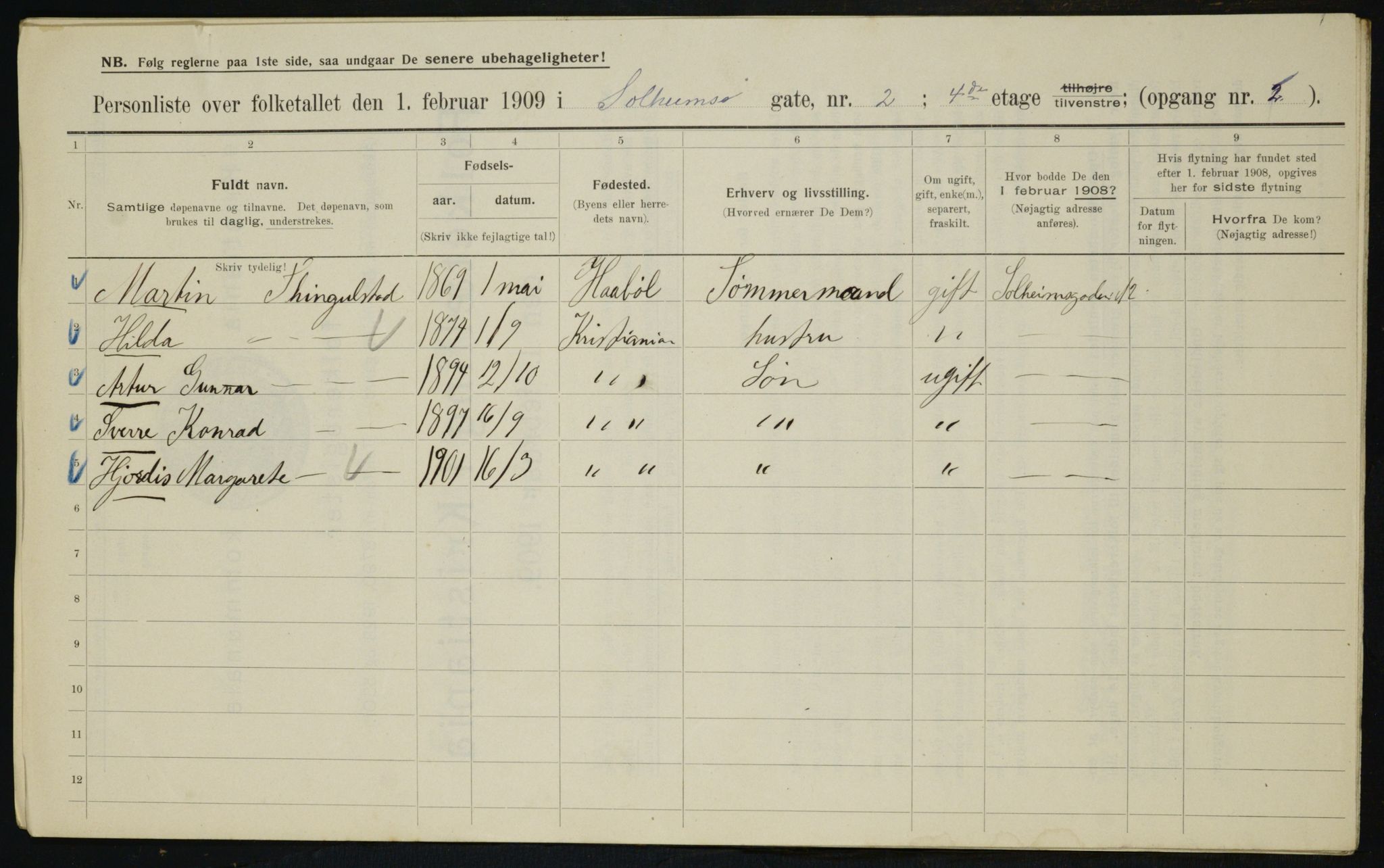 OBA, Municipal Census 1909 for Kristiania, 1909, p. 90247