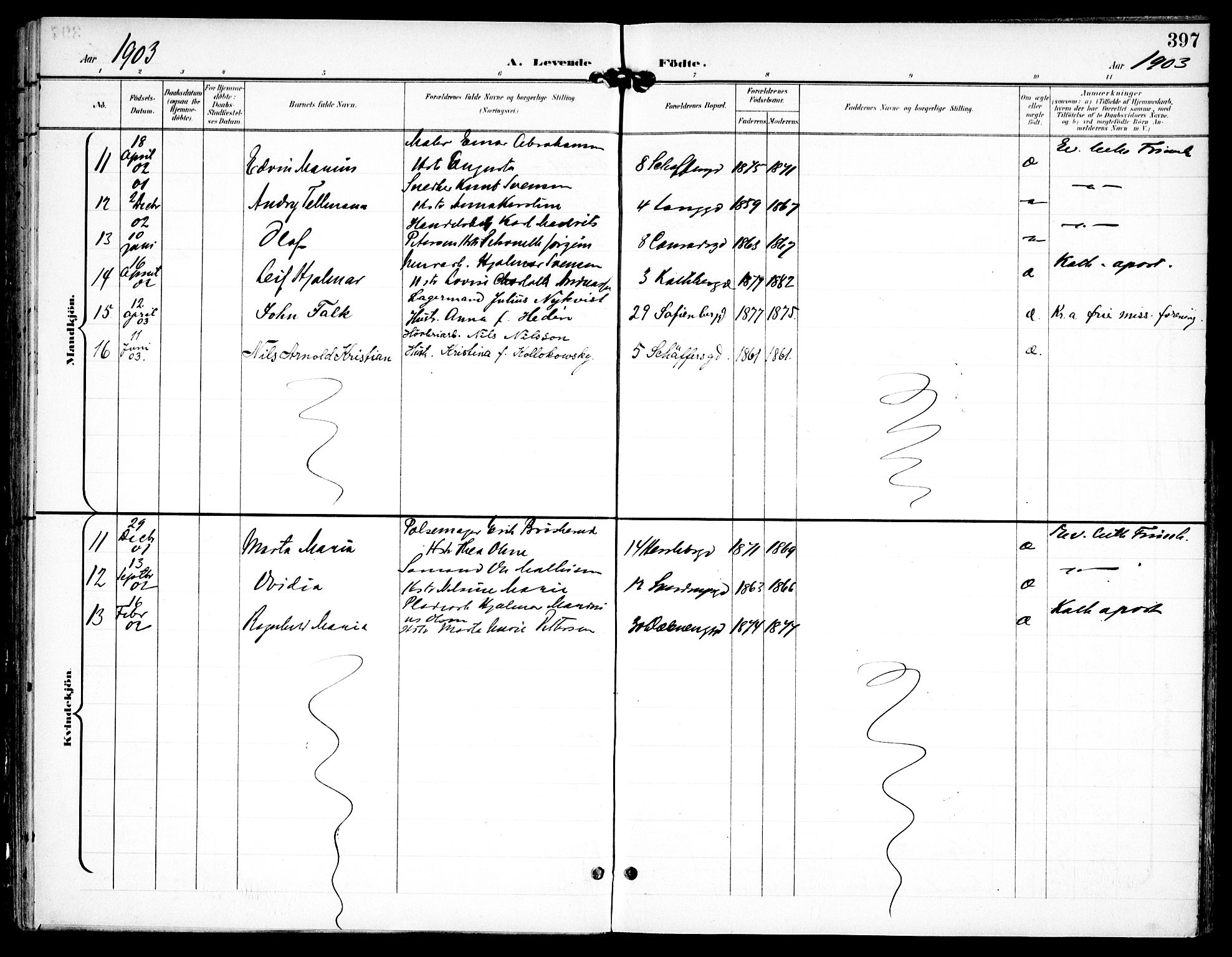 Petrus prestekontor Kirkebøker, AV/SAO-A-10872/F/Fa/L0008: Parish register (official) no. 8, 1899-1909, p. 397