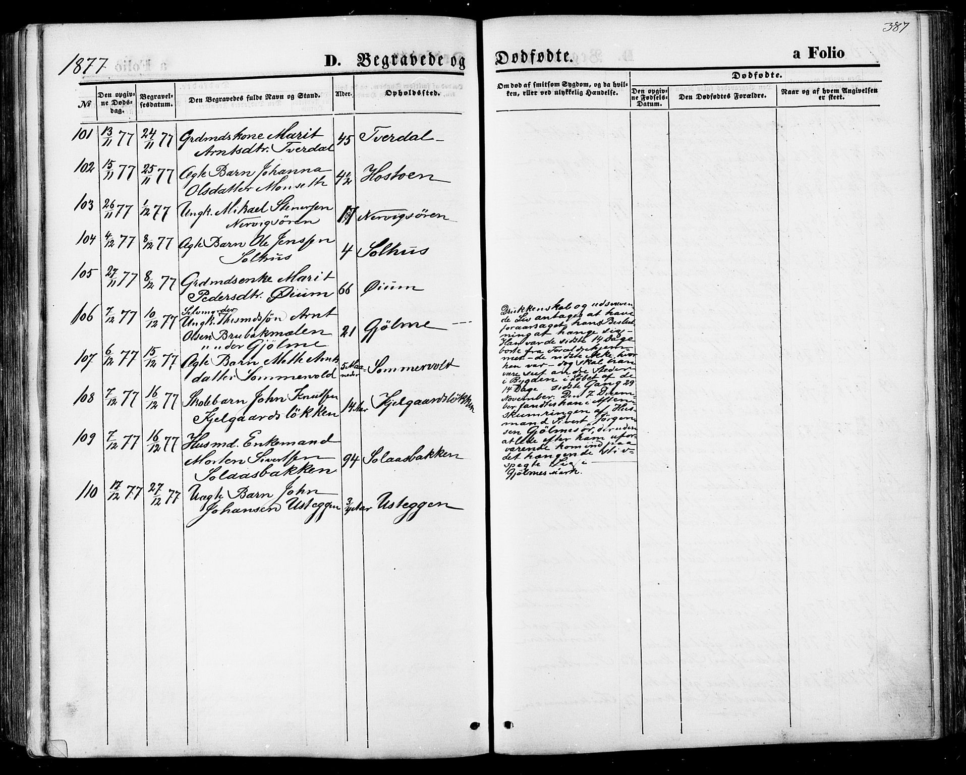 Ministerialprotokoller, klokkerbøker og fødselsregistre - Sør-Trøndelag, SAT/A-1456/668/L0807: Parish register (official) no. 668A07, 1870-1880, p. 387
