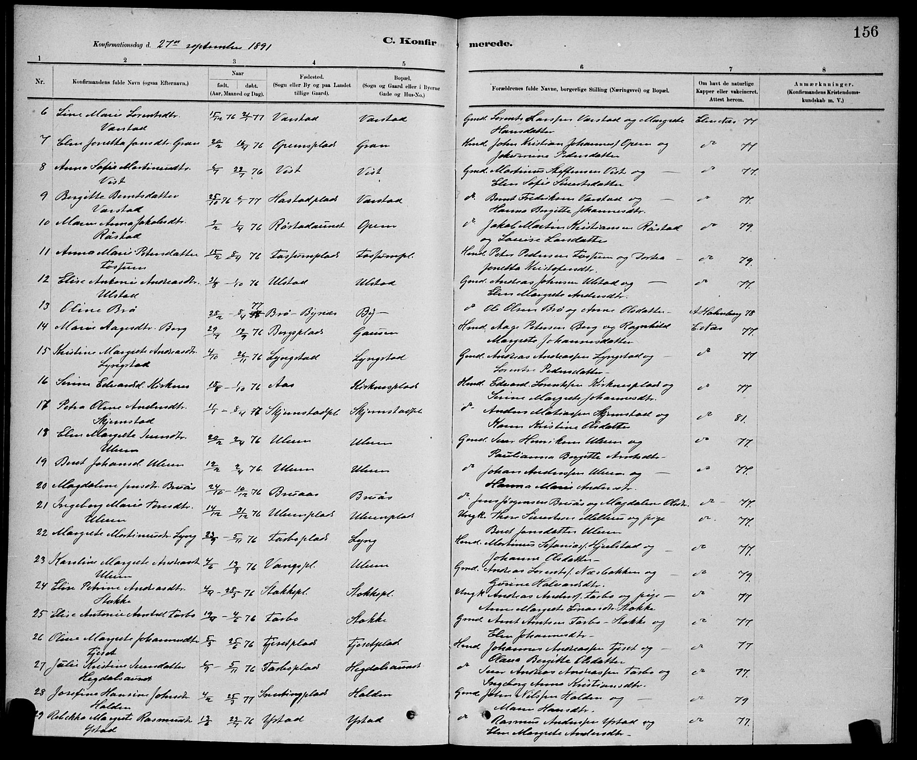 Ministerialprotokoller, klokkerbøker og fødselsregistre - Nord-Trøndelag, AV/SAT-A-1458/730/L0301: Parish register (copy) no. 730C04, 1880-1897, p. 156