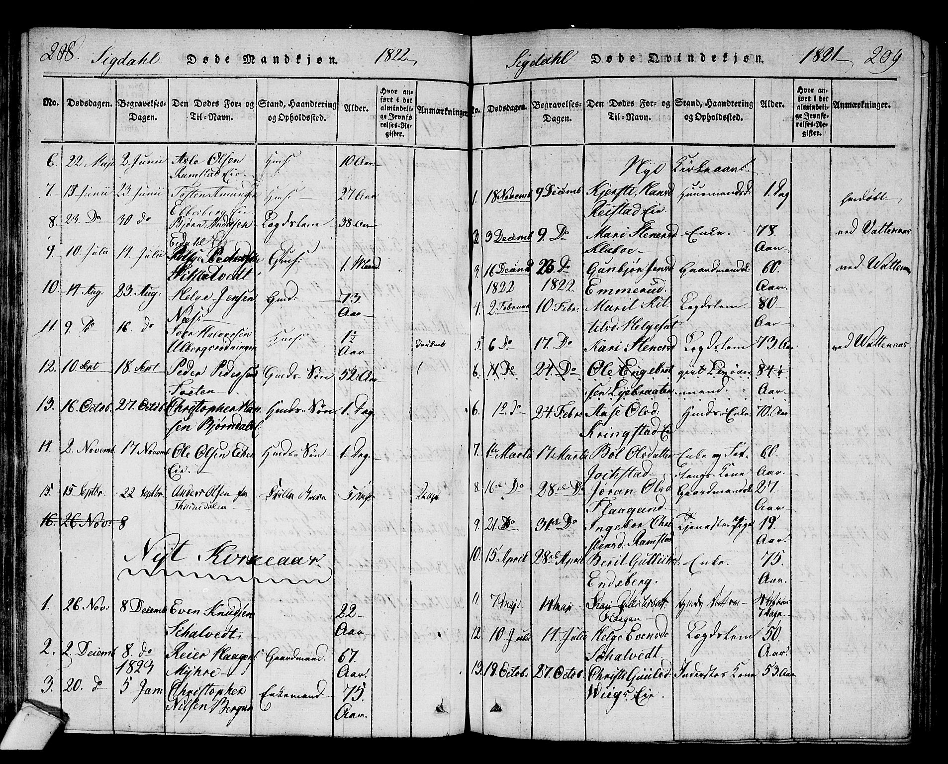 Sigdal kirkebøker, AV/SAKO-A-245/F/Fa/L0005: Parish register (official) no. I 5 /1, 1815-1829, p. 208-209
