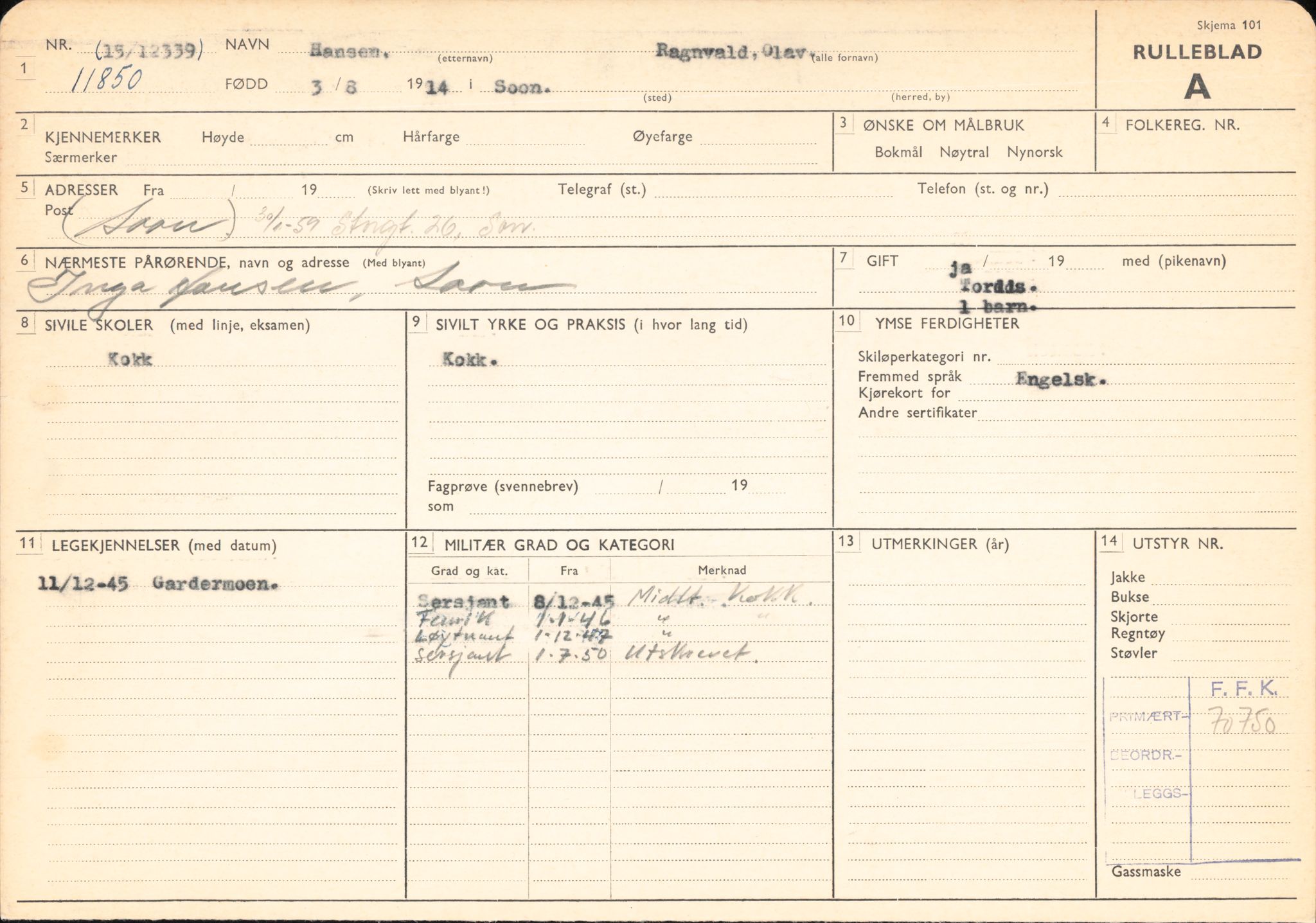 Forsvaret, Forsvarets overkommando/Luftforsvarsstaben, RA/RAFA-4079/P/Pa/L0036: Personellpapirer, 1914, p. 13