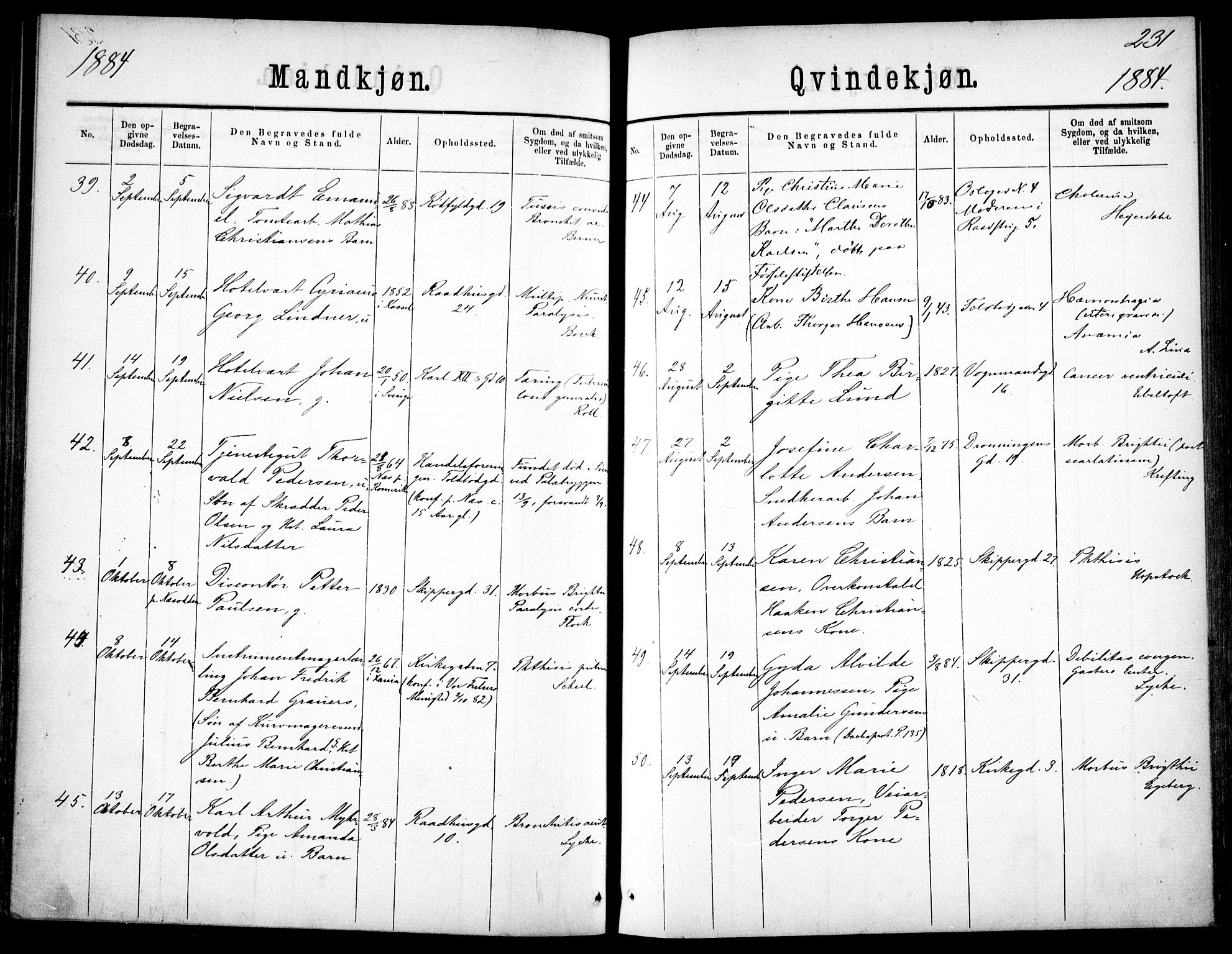 Oslo domkirke Kirkebøker, AV/SAO-A-10752/F/Fa/L0026: Parish register (official) no. 26, 1867-1884, p. 231