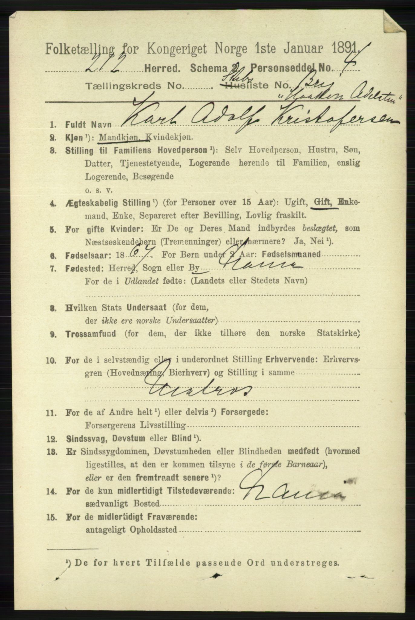 RA, 1891 census for 1116 Eigersund herred, 1891, p. 3435