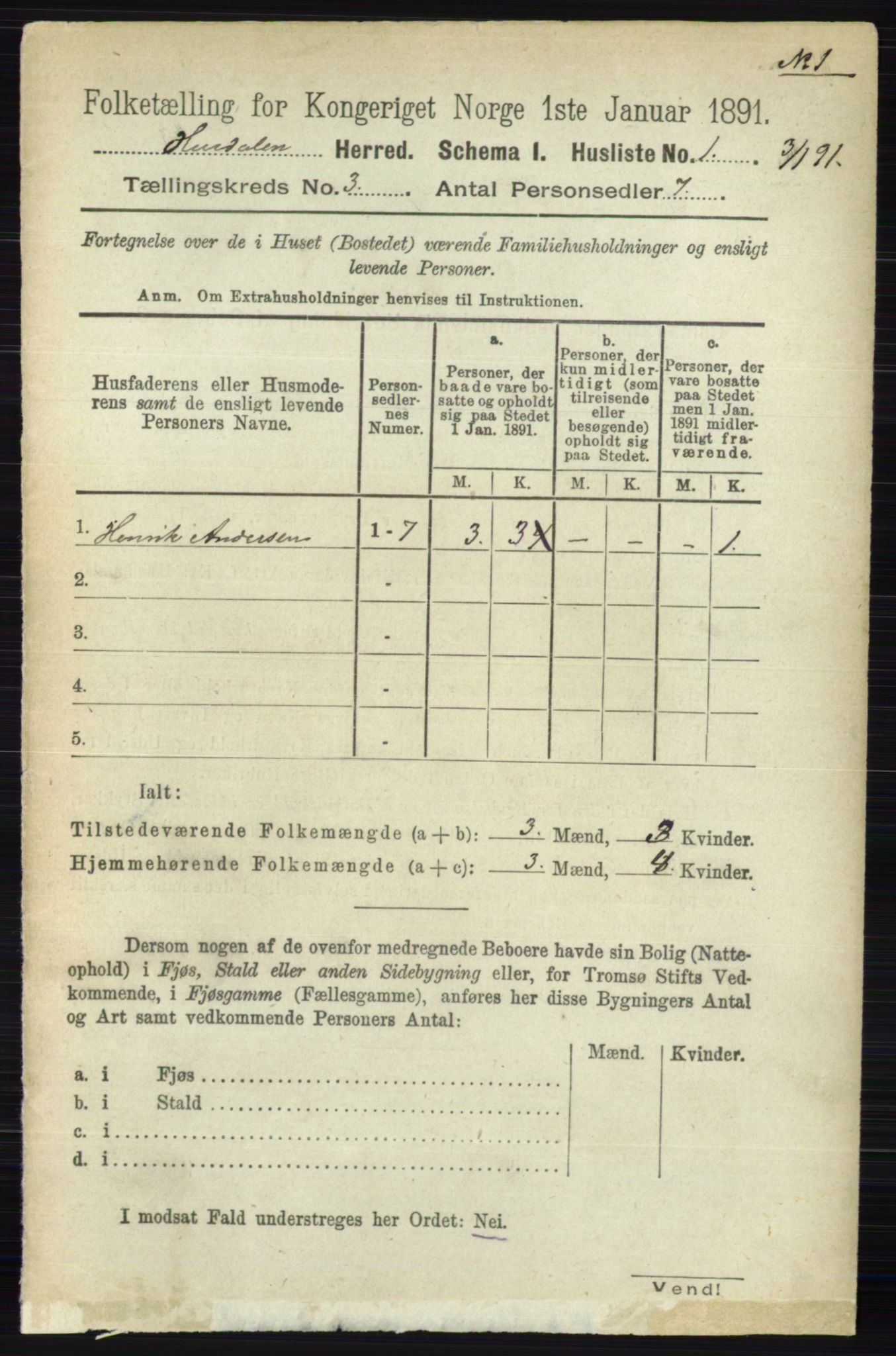 RA, 1891 census for 0239 Hurdal, 1891, p. 990