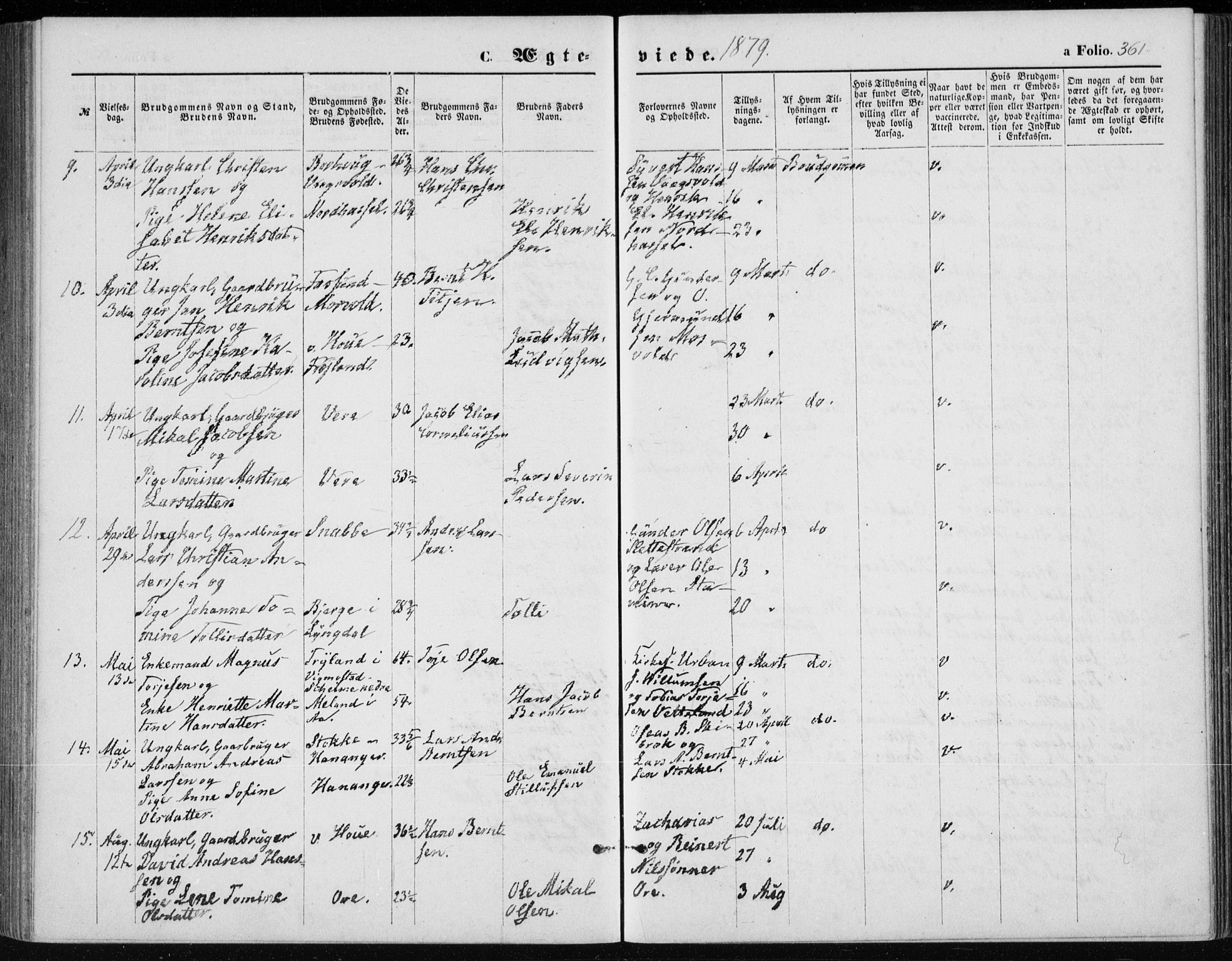 Lista sokneprestkontor, AV/SAK-1111-0027/F/Fb/L0004: Parish register (copy) no. B 4, 1877-1891, p. 361