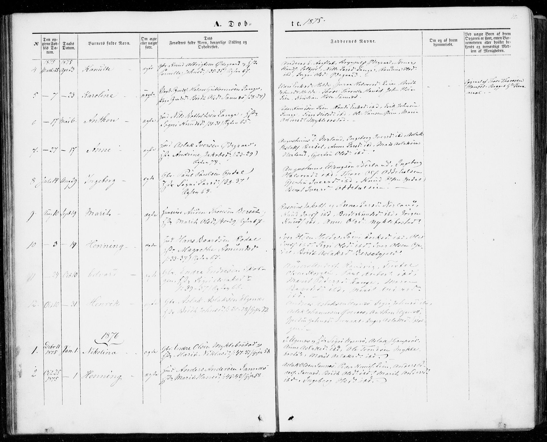 Ministerialprotokoller, klokkerbøker og fødselsregistre - Møre og Romsdal, SAT/A-1454/554/L0643: Parish register (official) no. 554A01, 1846-1879, p. 42