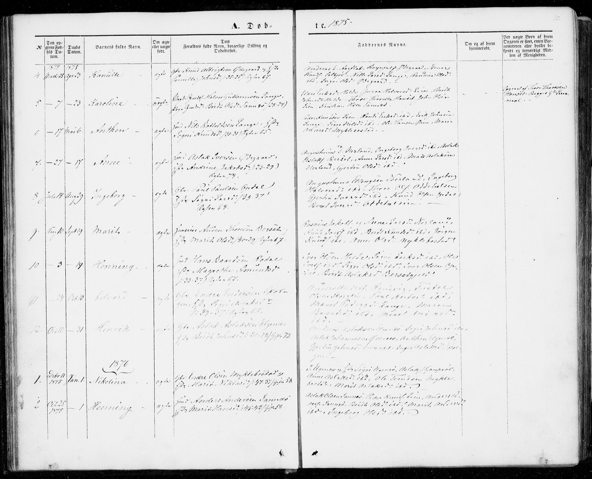 Ministerialprotokoller, klokkerbøker og fødselsregistre - Møre og Romsdal, AV/SAT-A-1454/554/L0643: Parish register (official) no. 554A01, 1846-1879, p. 42