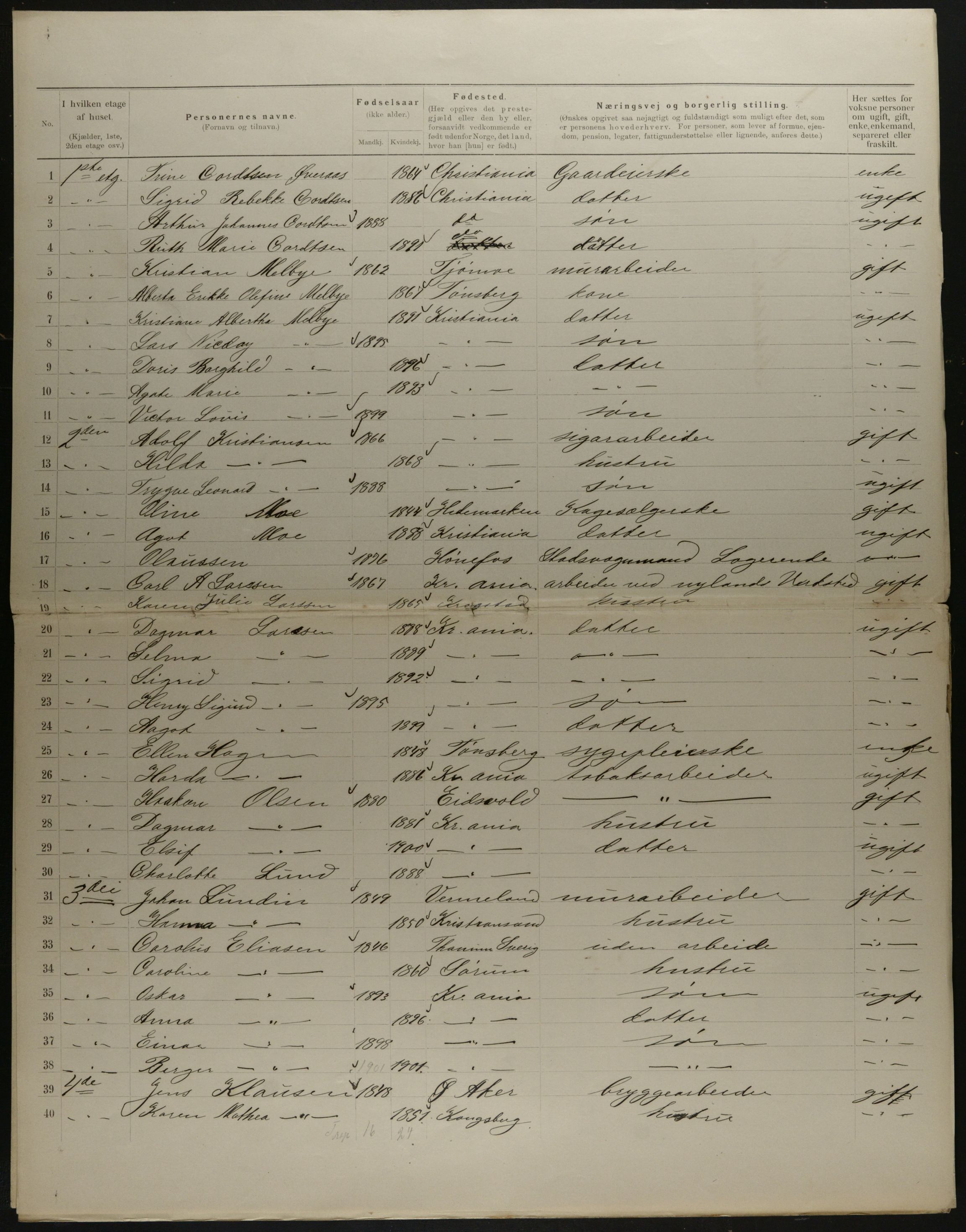 OBA, Municipal Census 1901 for Kristiania, 1901, p. 14340