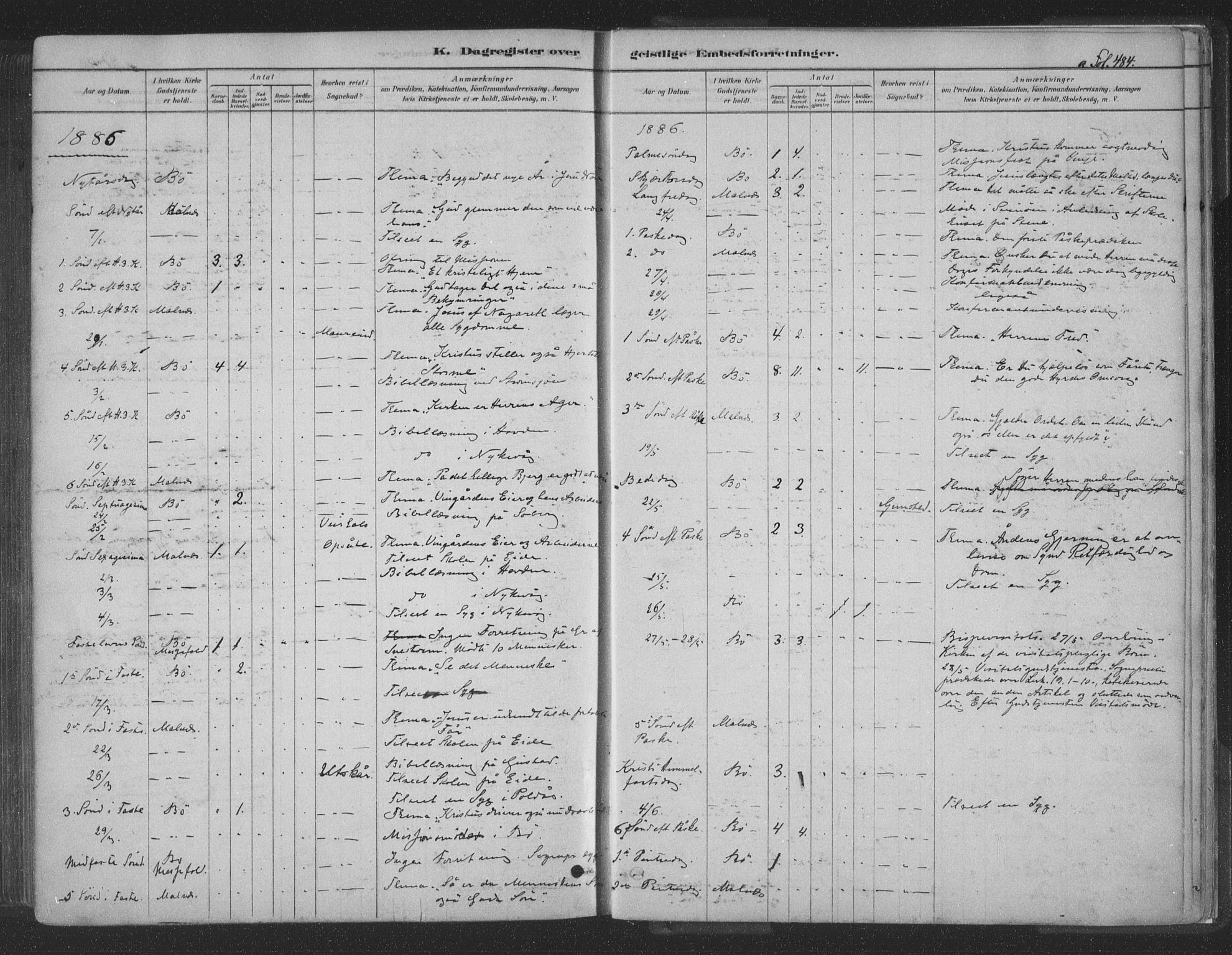 Ministerialprotokoller, klokkerbøker og fødselsregistre - Nordland, AV/SAT-A-1459/891/L1302: Parish register (official) no. 891A07, 1878-1895, p. 484