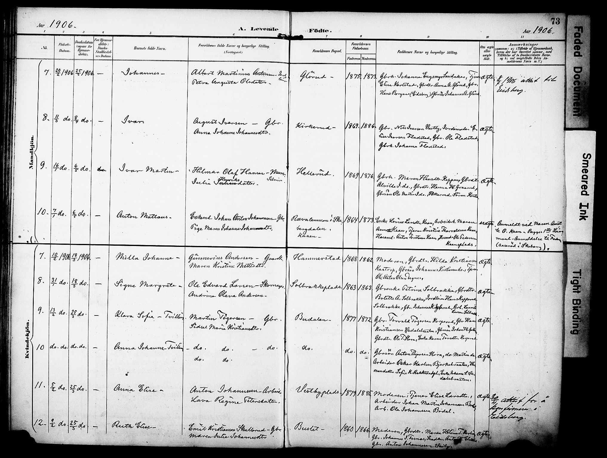 Rakkestad prestekontor Kirkebøker, AV/SAO-A-2008/F/Fa/L0013: Parish register (official) no. I 13, 1894-1908, p. 73