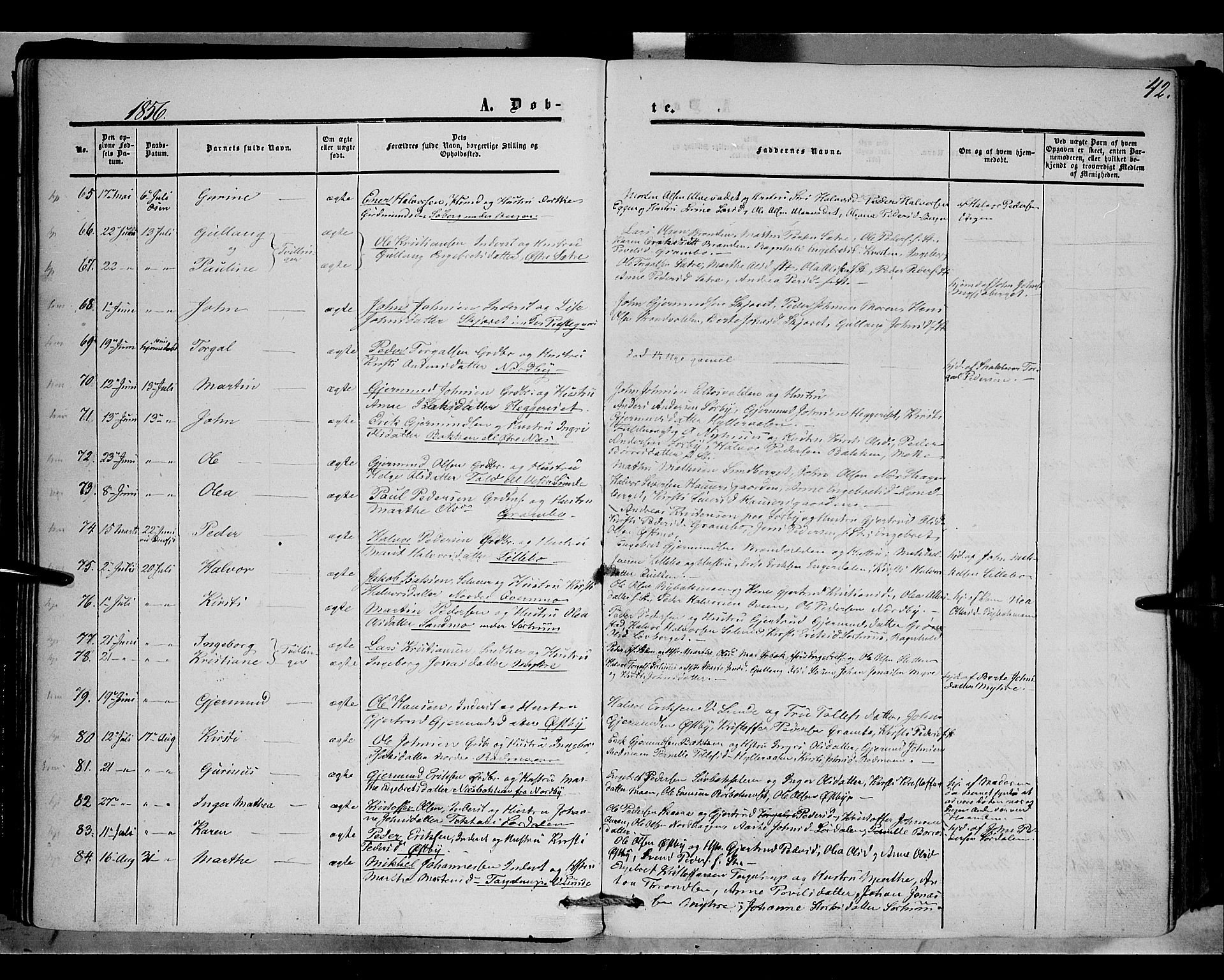 Trysil prestekontor, AV/SAH-PREST-046/H/Ha/Haa/L0005: Parish register (official) no. 5, 1851-1865, p. 42