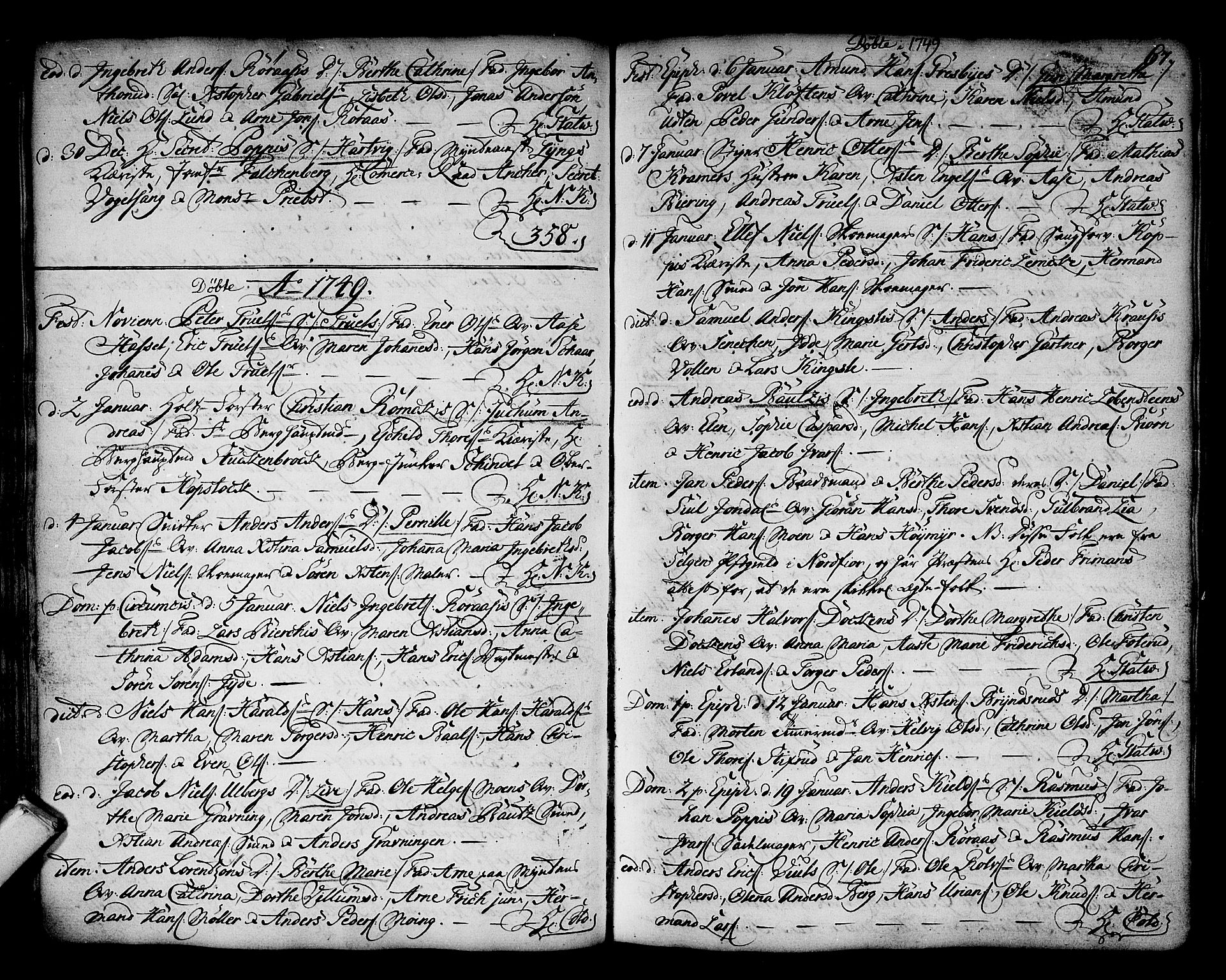 Kongsberg kirkebøker, SAKO/A-22/F/Fa/L0003: Parish register (official) no. I 3, 1744-1755, p. 67