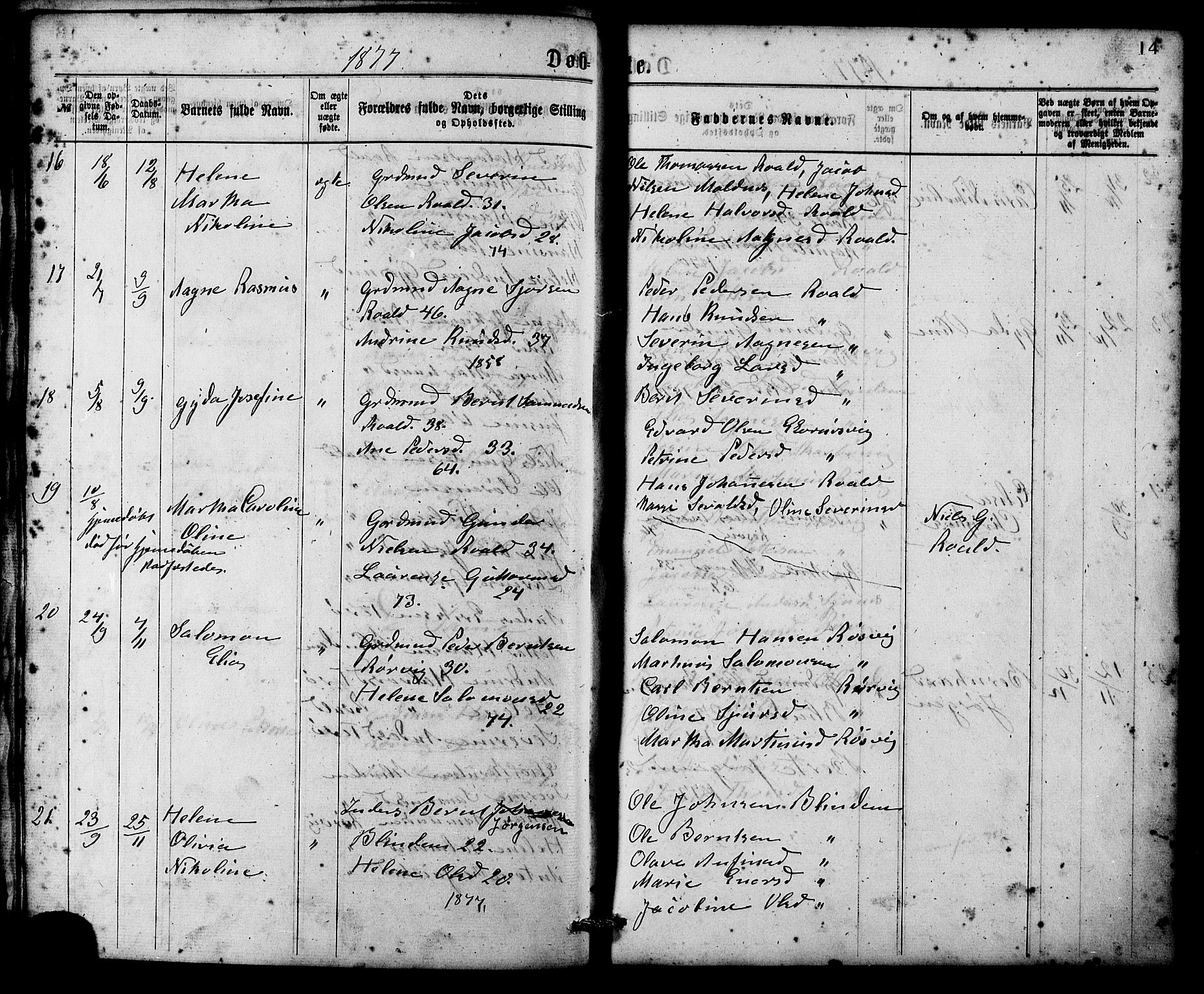 Ministerialprotokoller, klokkerbøker og fødselsregistre - Møre og Romsdal, AV/SAT-A-1454/537/L0519: Parish register (official) no. 537A03, 1876-1889, p. 14