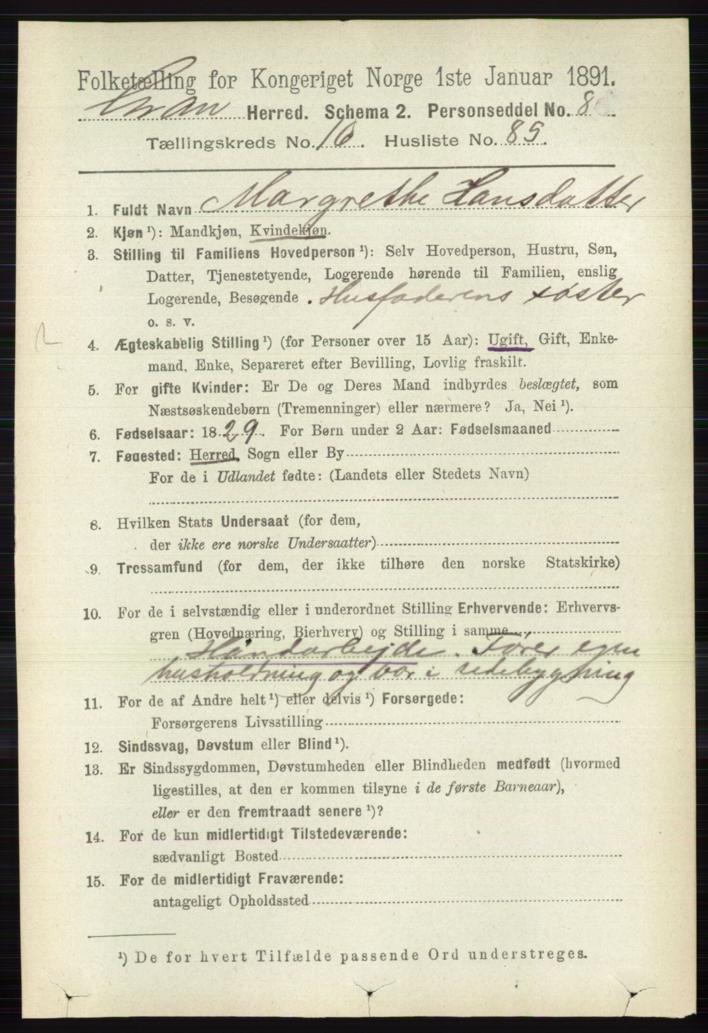 RA, 1891 census for 0534 Gran, 1891, p. 8570