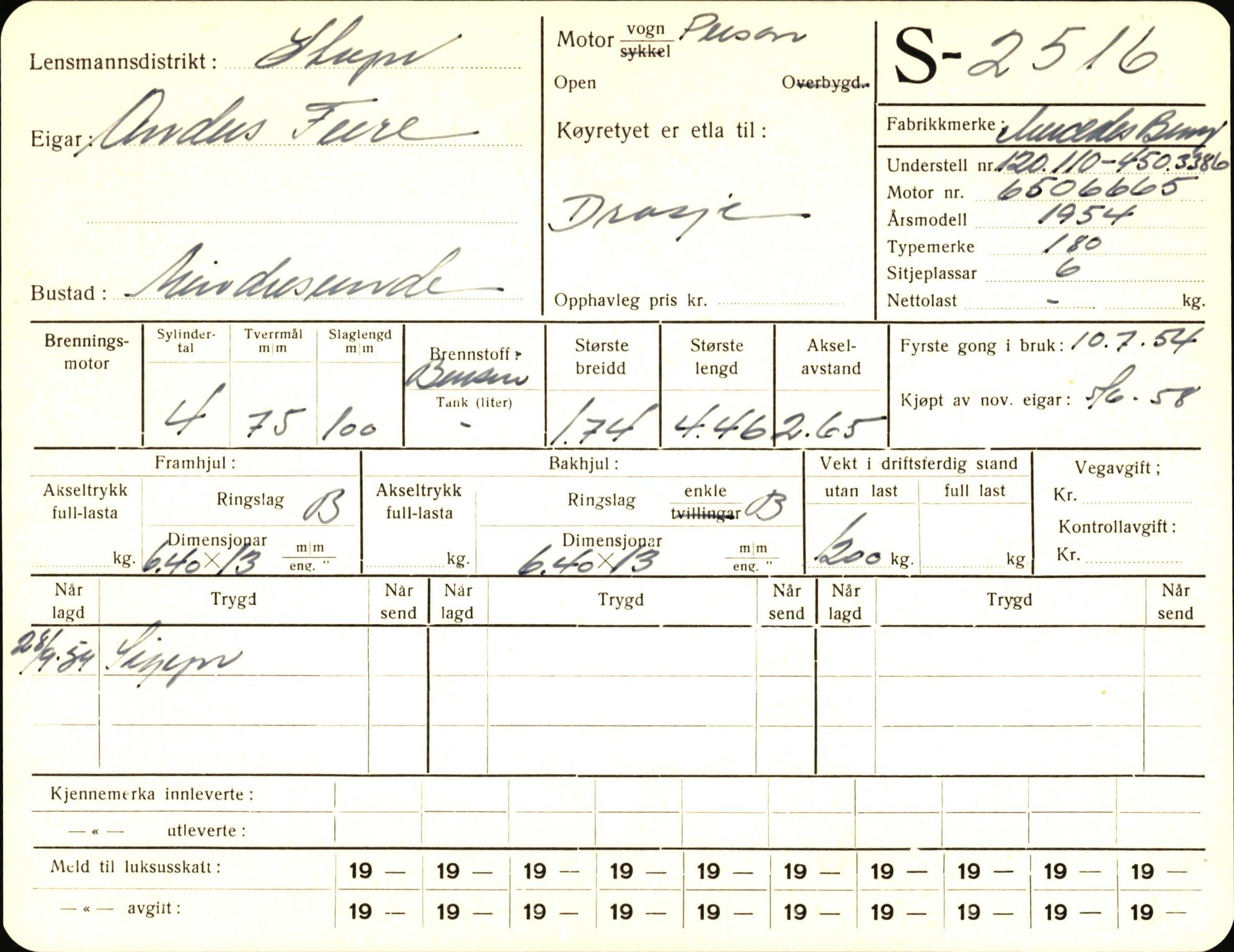 Statens vegvesen, Sogn og Fjordane vegkontor, AV/SAB-A-5301/4/F/L0004: Registerkort utmeldte Fjordane S2500-2700, S7200-7899, 1930-1961, p. 25