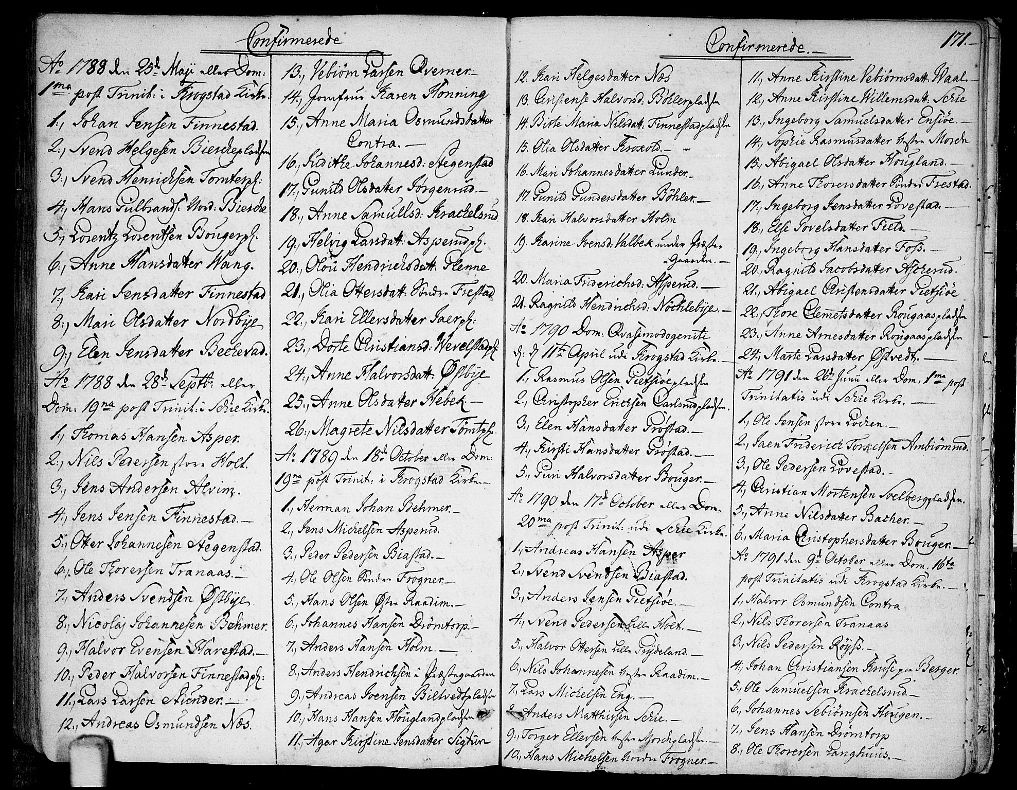 Kråkstad prestekontor Kirkebøker, SAO/A-10125a/F/Fa/L0002: Parish register (official) no. I 2, 1786-1814, p. 171