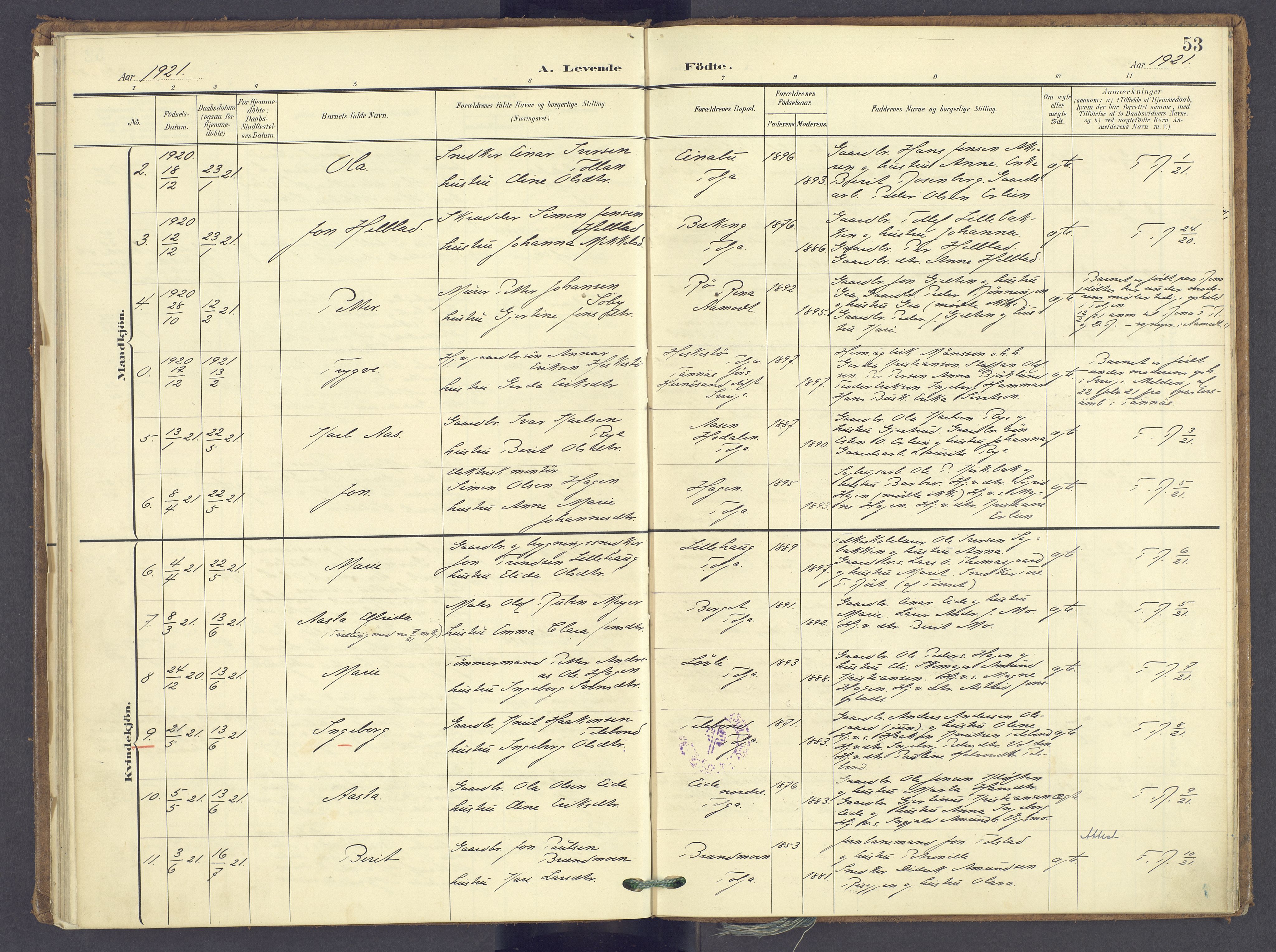 Tolga prestekontor, AV/SAH-PREST-062/K/L0014: Parish register (official) no. 14, 1903-1929, p. 53