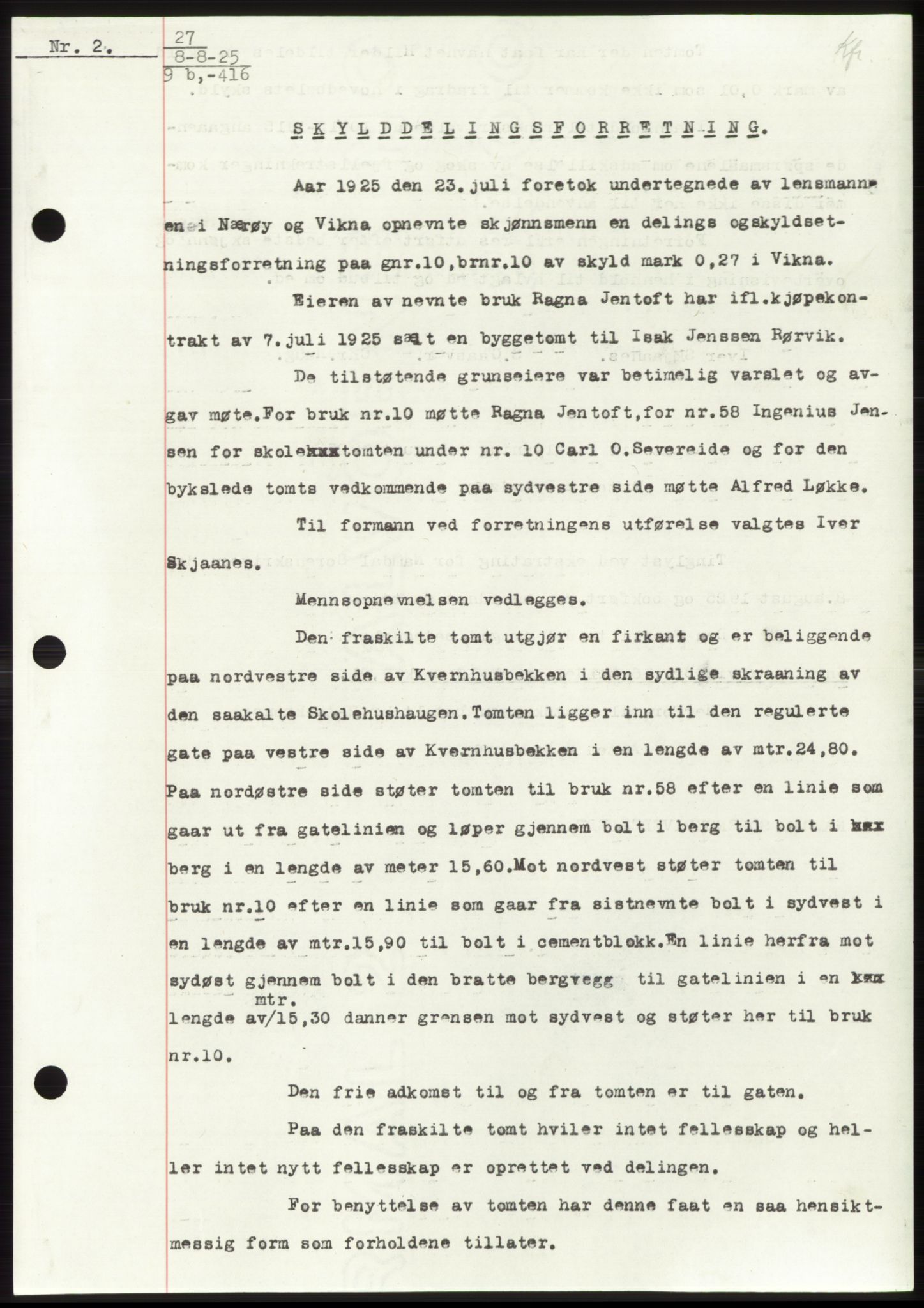 Namdal sorenskriveri, SAT/A-4133/1/2/2C: Mortgage book no. -, 1922-1925, Deed date: 08.08.1925