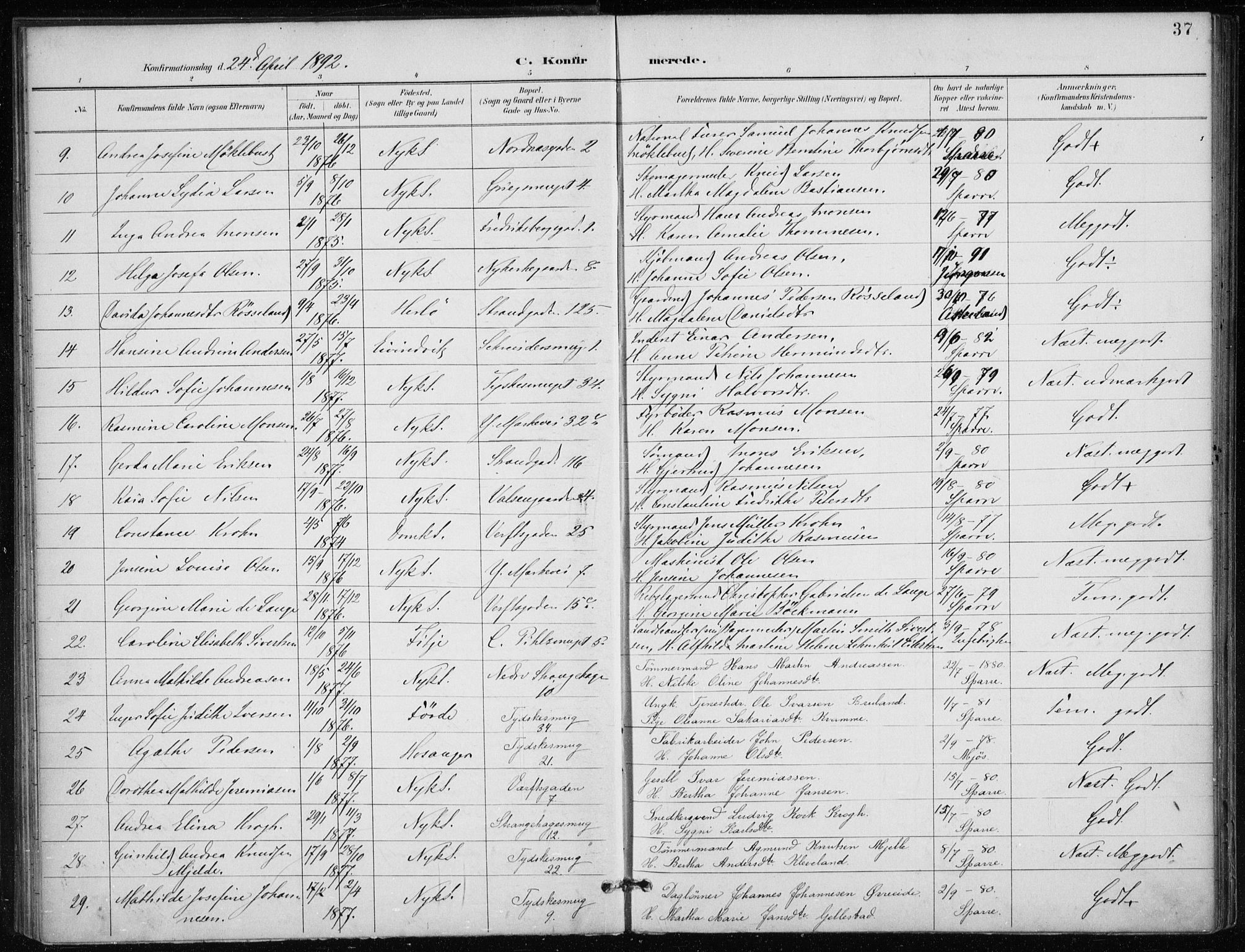 Nykirken Sokneprestembete, AV/SAB-A-77101/H/Haa/L0028: Parish register (official) no. C 7, 1887-1913, p. 37