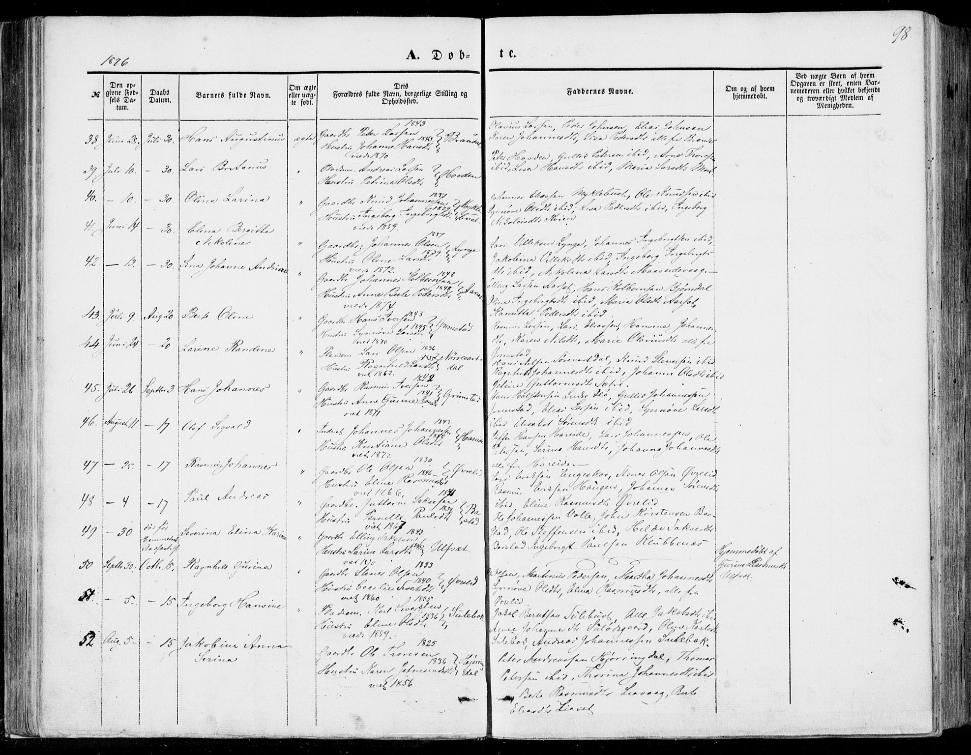 Ministerialprotokoller, klokkerbøker og fødselsregistre - Møre og Romsdal, SAT/A-1454/510/L0121: Parish register (official) no. 510A01, 1848-1877, p. 98