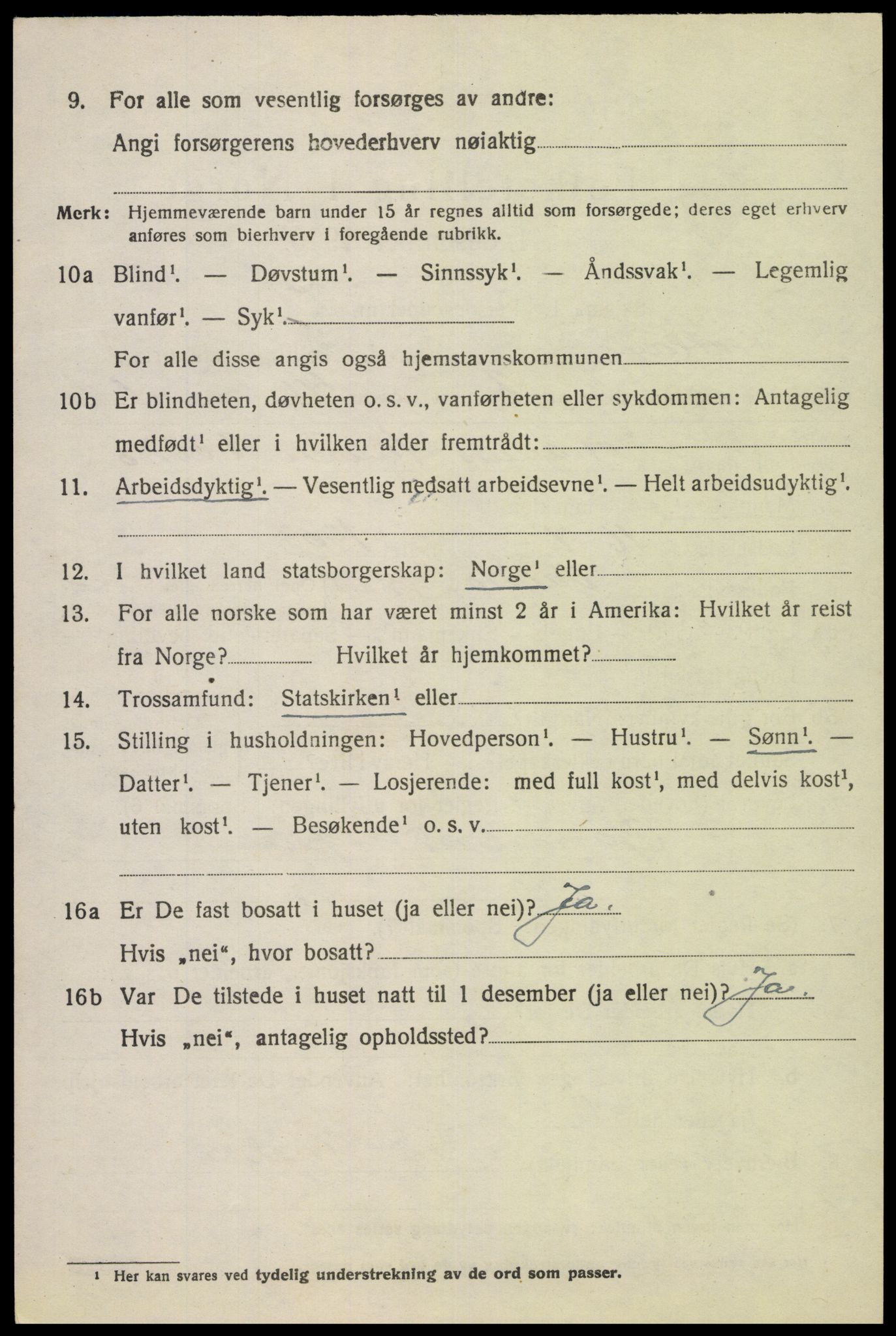 SAK, 1920 census for Fjotland, 1920, p. 2239