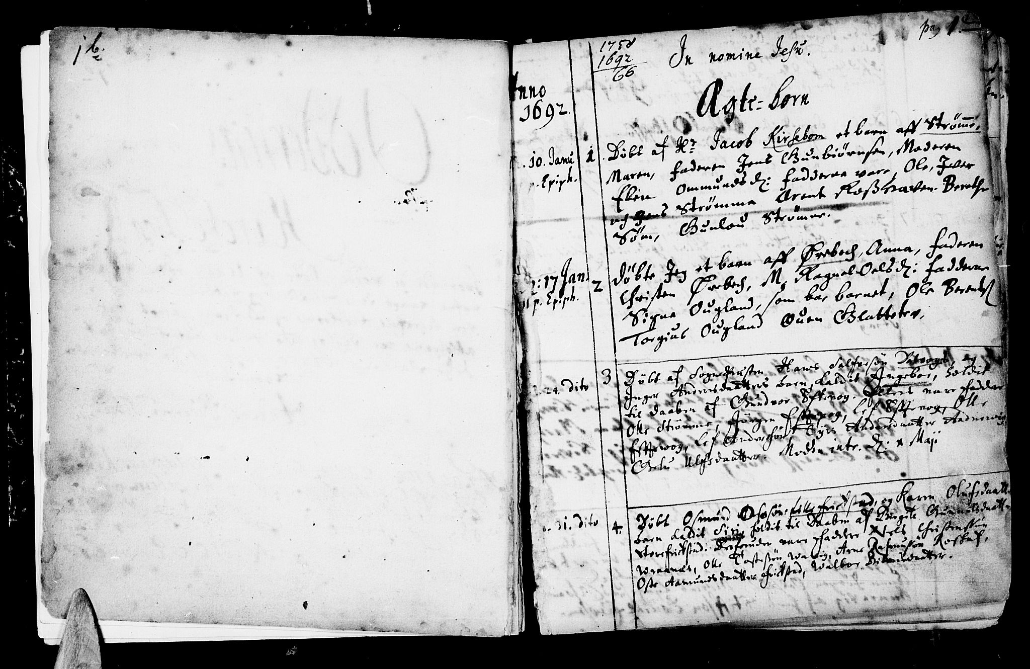 Oddernes sokneprestkontor, SAK/1111-0033/F/Fa/Faa/L0001: Parish register (official) no. A 1, 1692-1718, p. 0-1