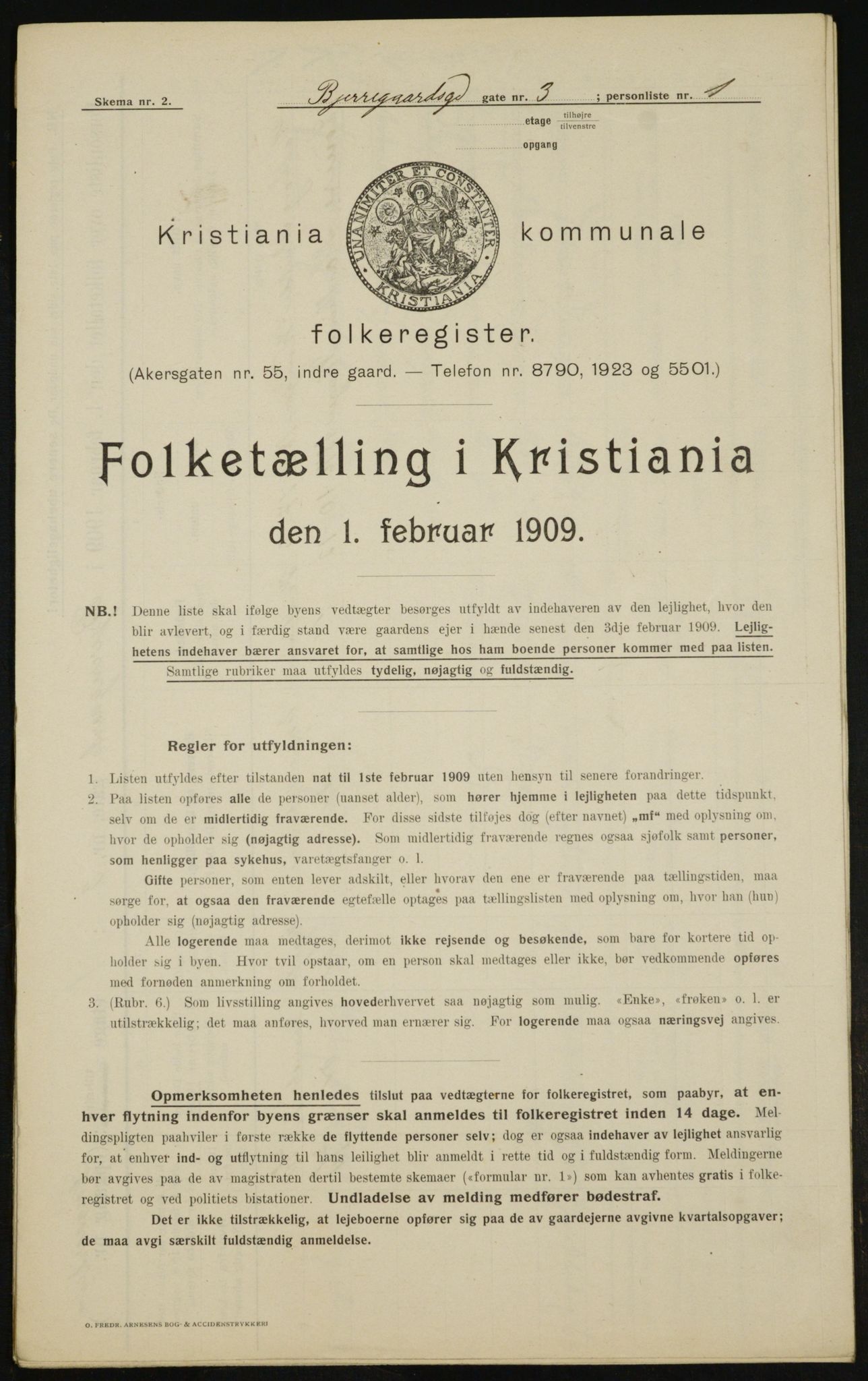 OBA, Municipal Census 1909 for Kristiania, 1909, p. 5132
