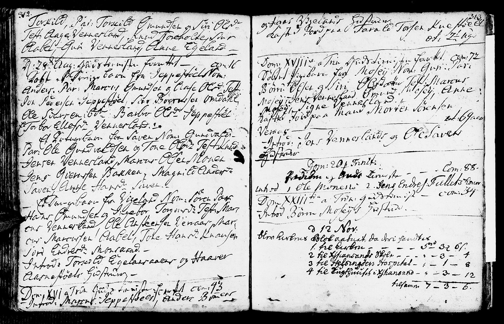 Vennesla sokneprestkontor, AV/SAK-1111-0045/Fa/Fab/L0001: Parish register (official) no. A 1, 1741-1794, p. 312-313