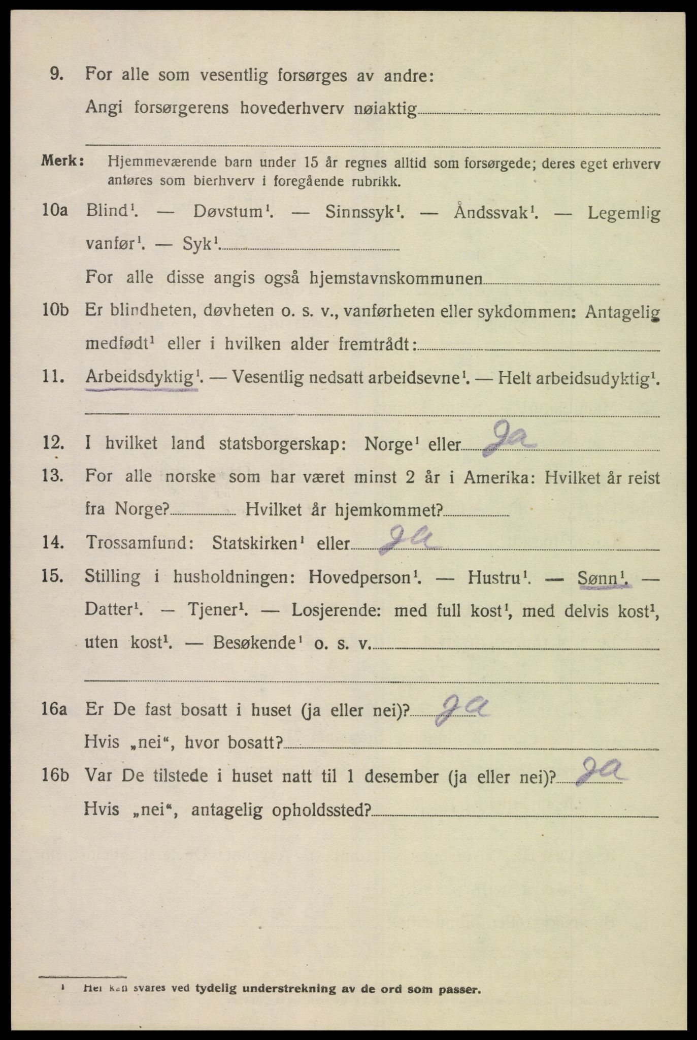 SAK, 1920 census for Spangereid, 1920, p. 840