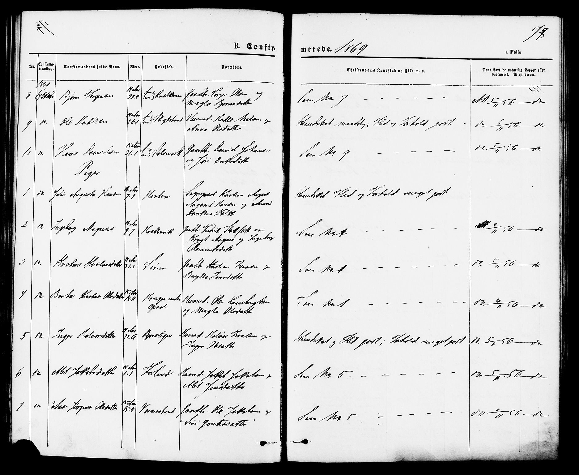 Vikedal sokneprestkontor, SAST/A-101840/01/IV: Parish register (official) no. A 7, 1868-1883, p. 78