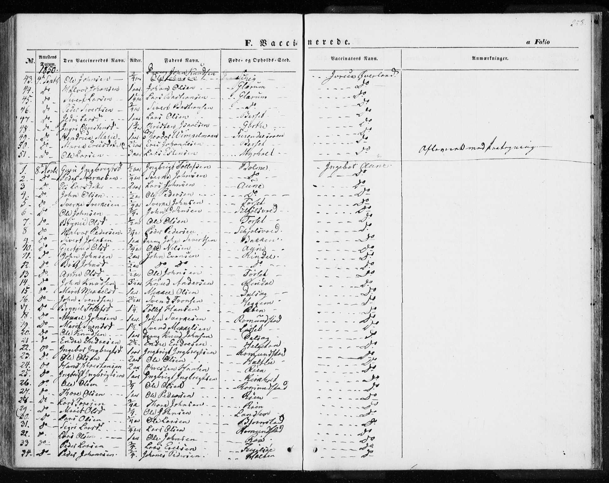 Ministerialprotokoller, klokkerbøker og fødselsregistre - Møre og Romsdal, AV/SAT-A-1454/595/L1043: Parish register (official) no. 595A05, 1843-1851, p. 258