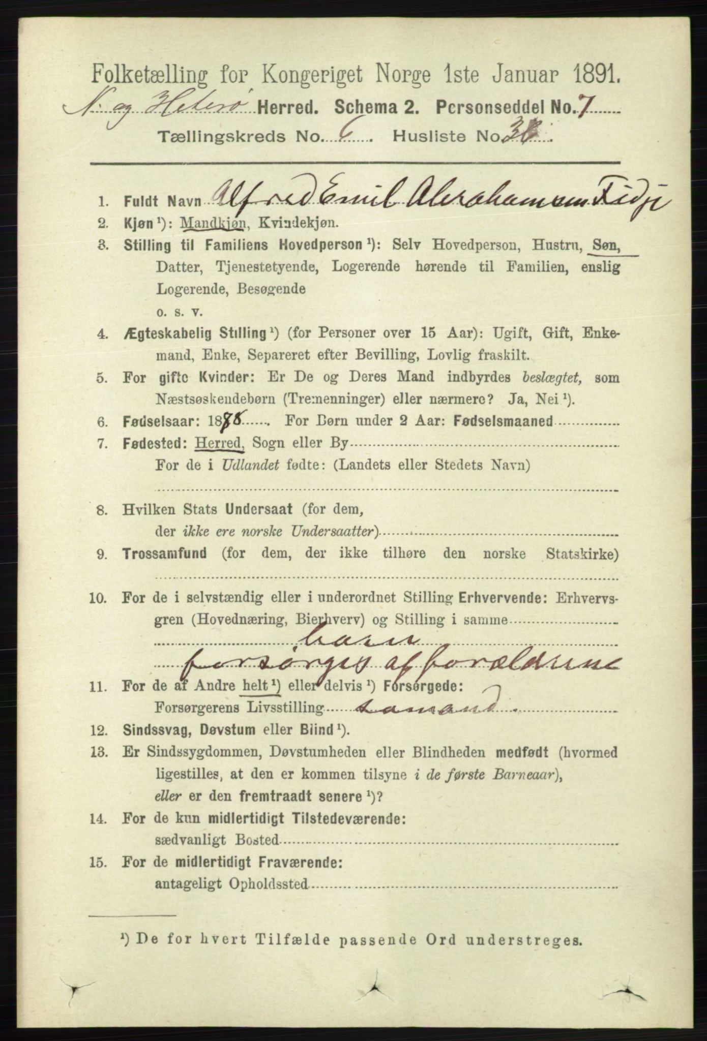 RA, 1891 census for 1043 Hidra og Nes, 1891, p. 2450