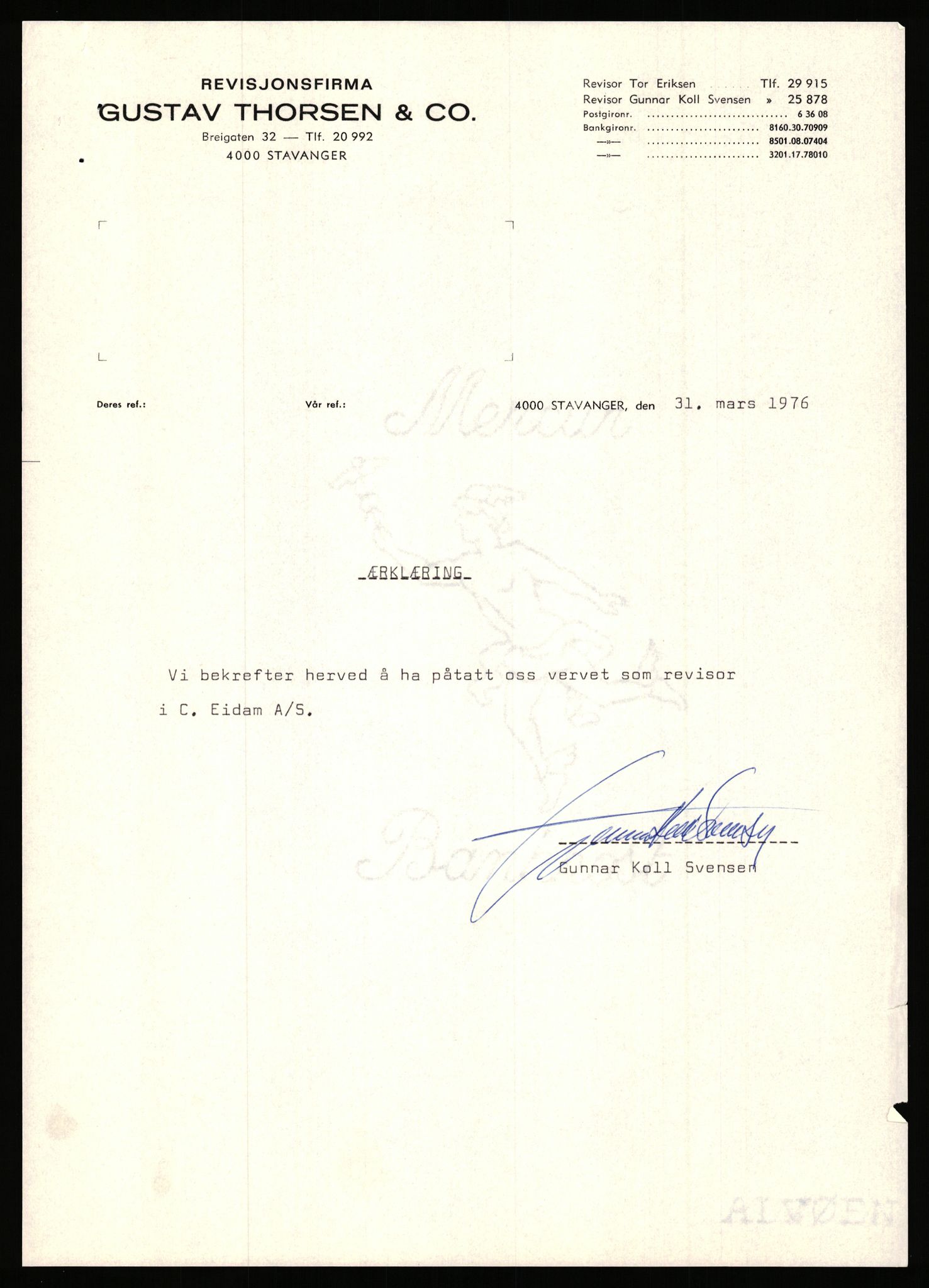 Stavanger byfogd, AV/SAST-A-101408/002/J/Jd/Jde/L0034: Registreringsmeldinger og bilag. Aksjeselskap, 99-165, 1915-1961, p. 20