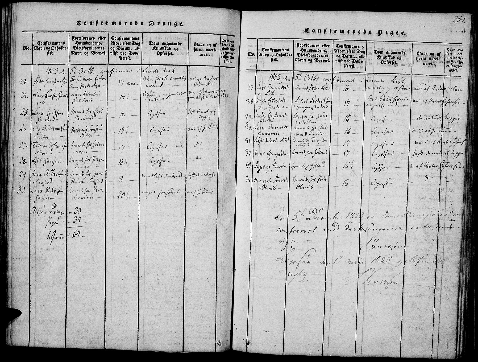 Jevnaker prestekontor, SAH/PREST-116/H/Ha/Haa/L0005: Parish register (official) no. 5, 1815-1837, p. 254