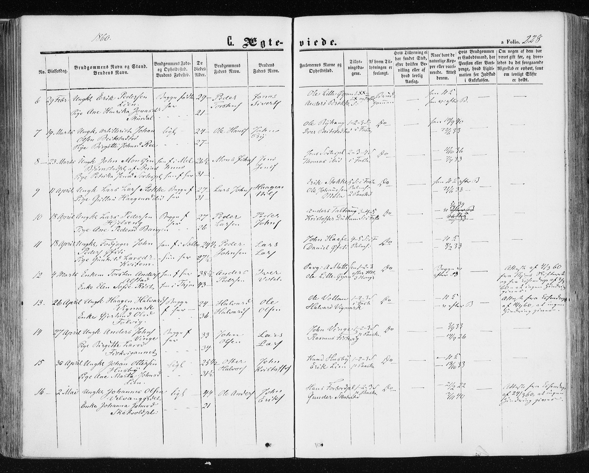 Ministerialprotokoller, klokkerbøker og fødselsregistre - Nord-Trøndelag, SAT/A-1458/709/L0075: Parish register (official) no. 709A15, 1859-1870, p. 228