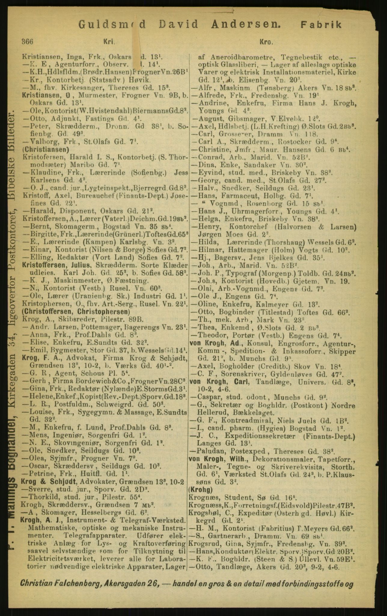 Kristiania/Oslo adressebok, PUBL/-, 1897, p. 366