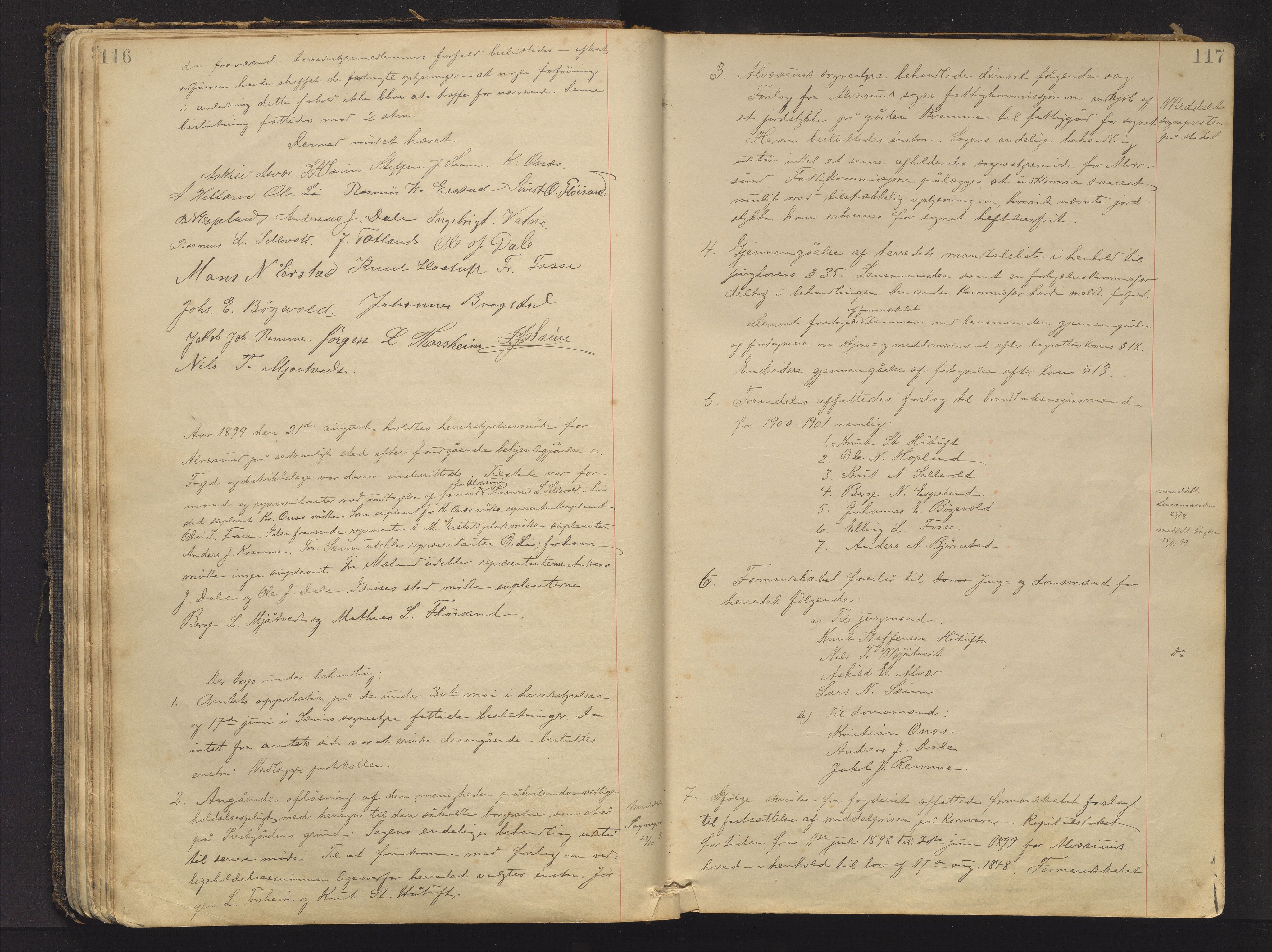 Alversund kommune. Formannskapet, IKAH/1257-021/A/Aa/L0001: Møtebok for Alversund formannskap og heradsstyre, 1896-1908, p. 116-117