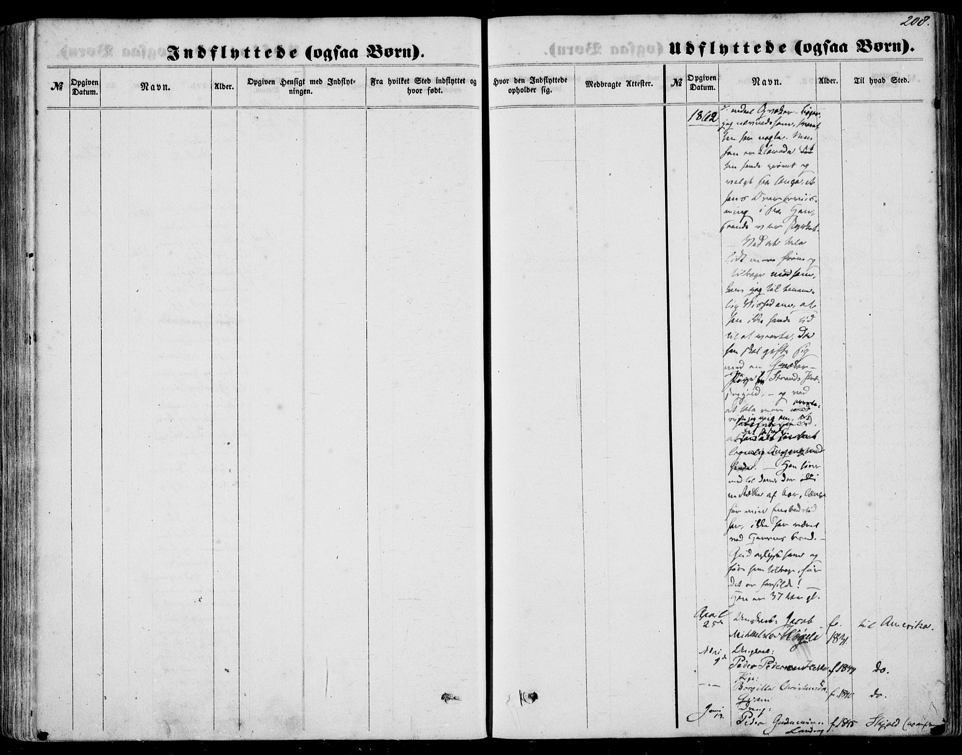Nedstrand sokneprestkontor, SAST/A-101841/01/IV: Parish register (official) no. A 9, 1861-1876, p. 208