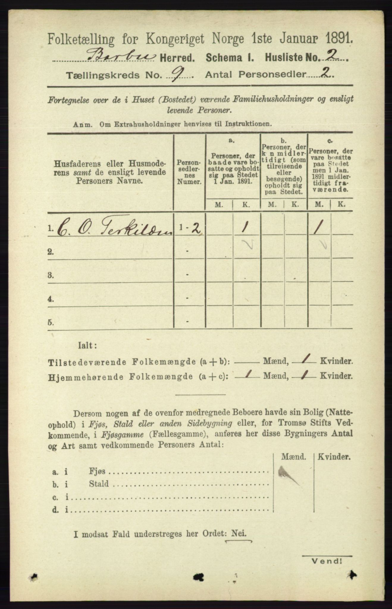 RA, 1891 census for 0990 Barbu, 1891, p. 7070