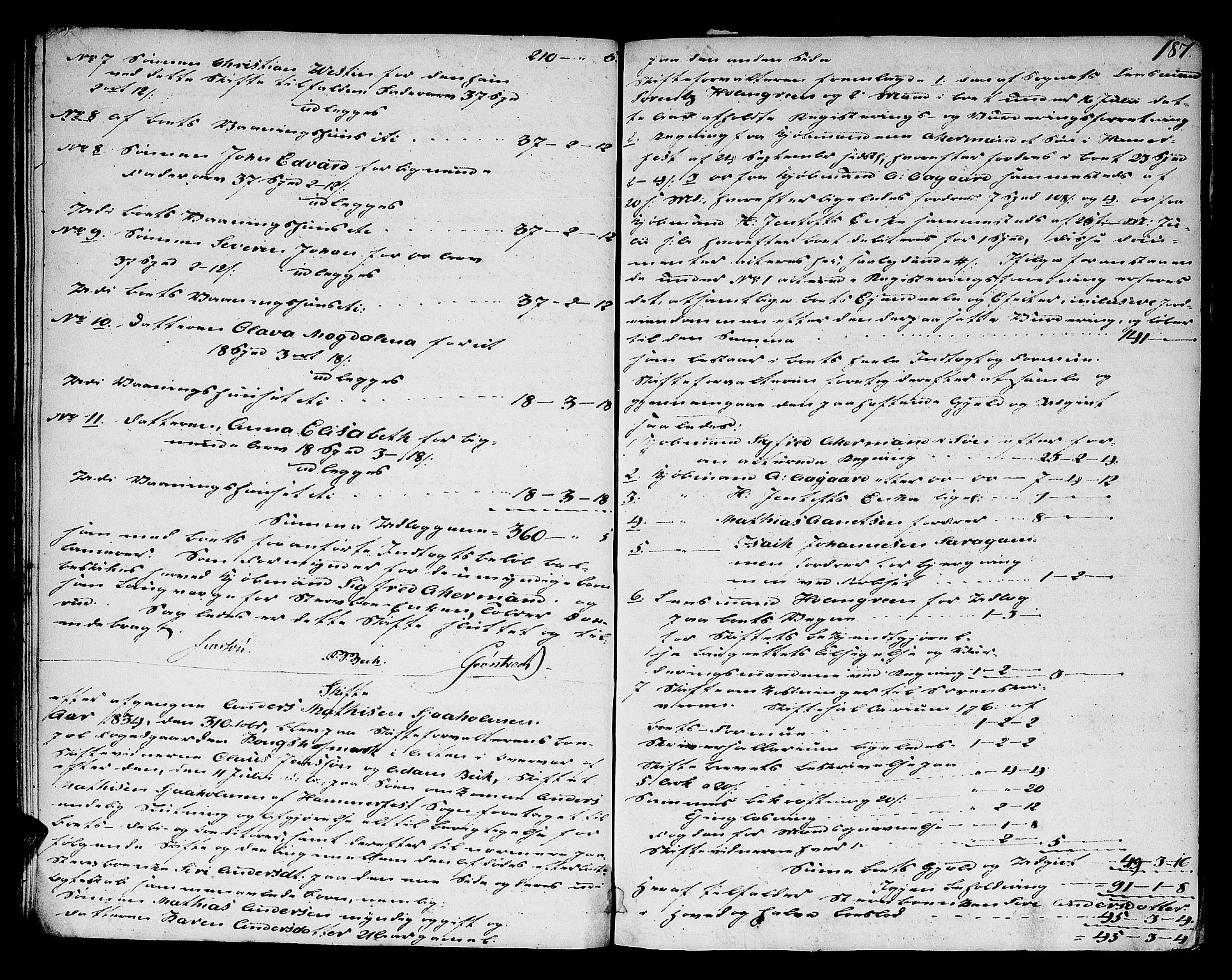 Vest-Finnmark fogderi/sorenskriveri, AV/SATØ-S-0054/K/Ka/L0062: Skifteprotokoller m/reg., 1832-1834, p. 186b-187a