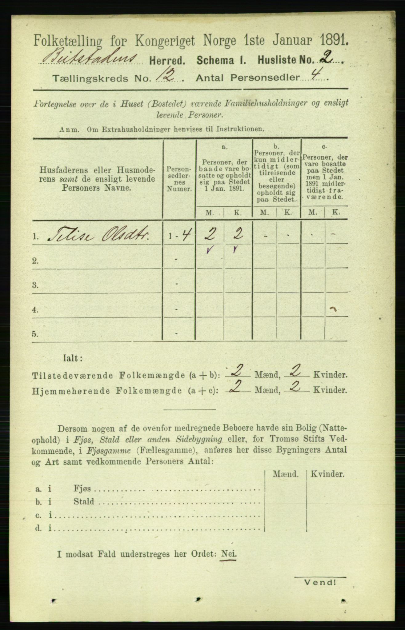 RA, 1891 census for 1727 Beitstad, 1891, p. 3327