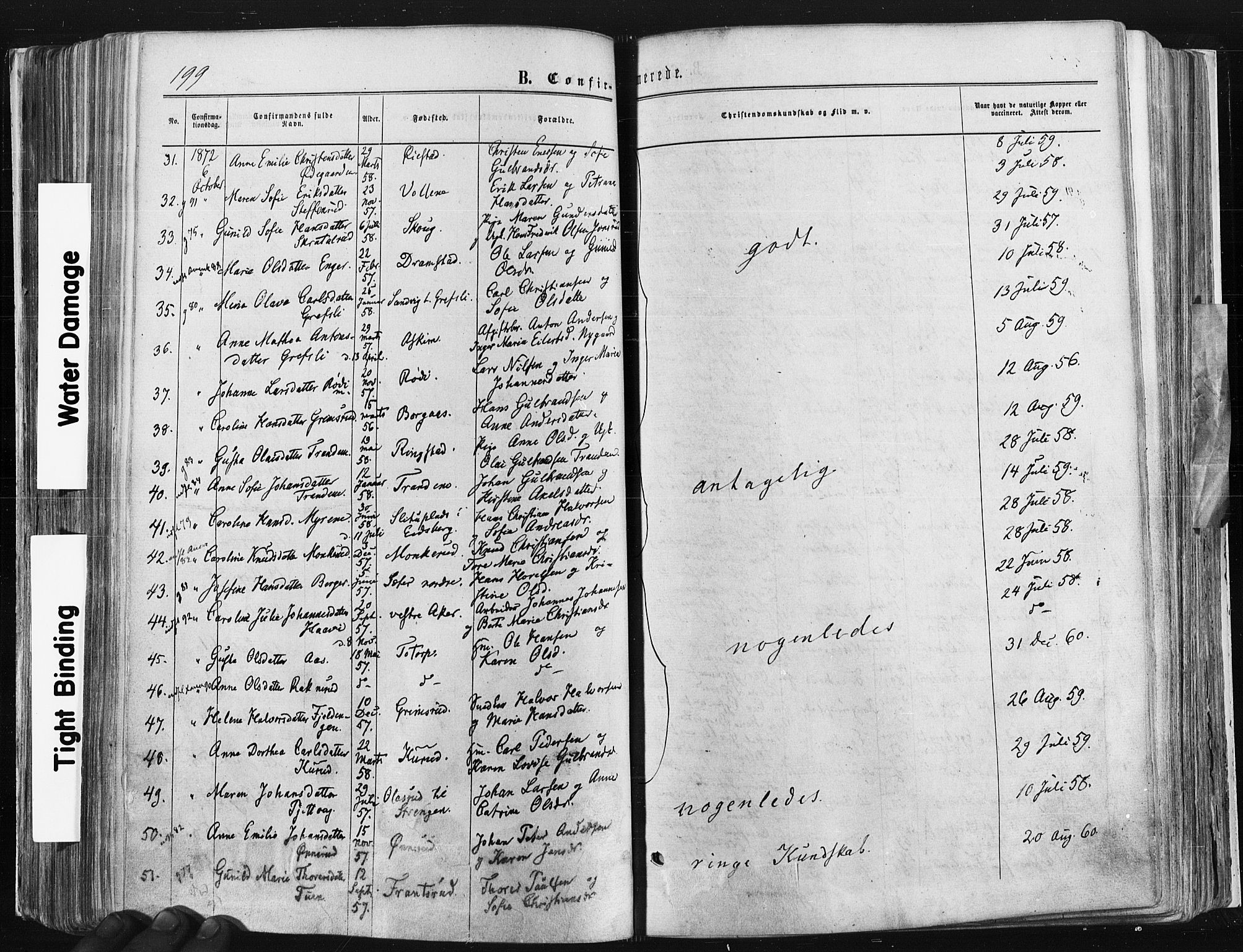Trøgstad prestekontor Kirkebøker, AV/SAO-A-10925/F/Fa/L0009: Parish register (official) no. I 9, 1865-1877, p. 199