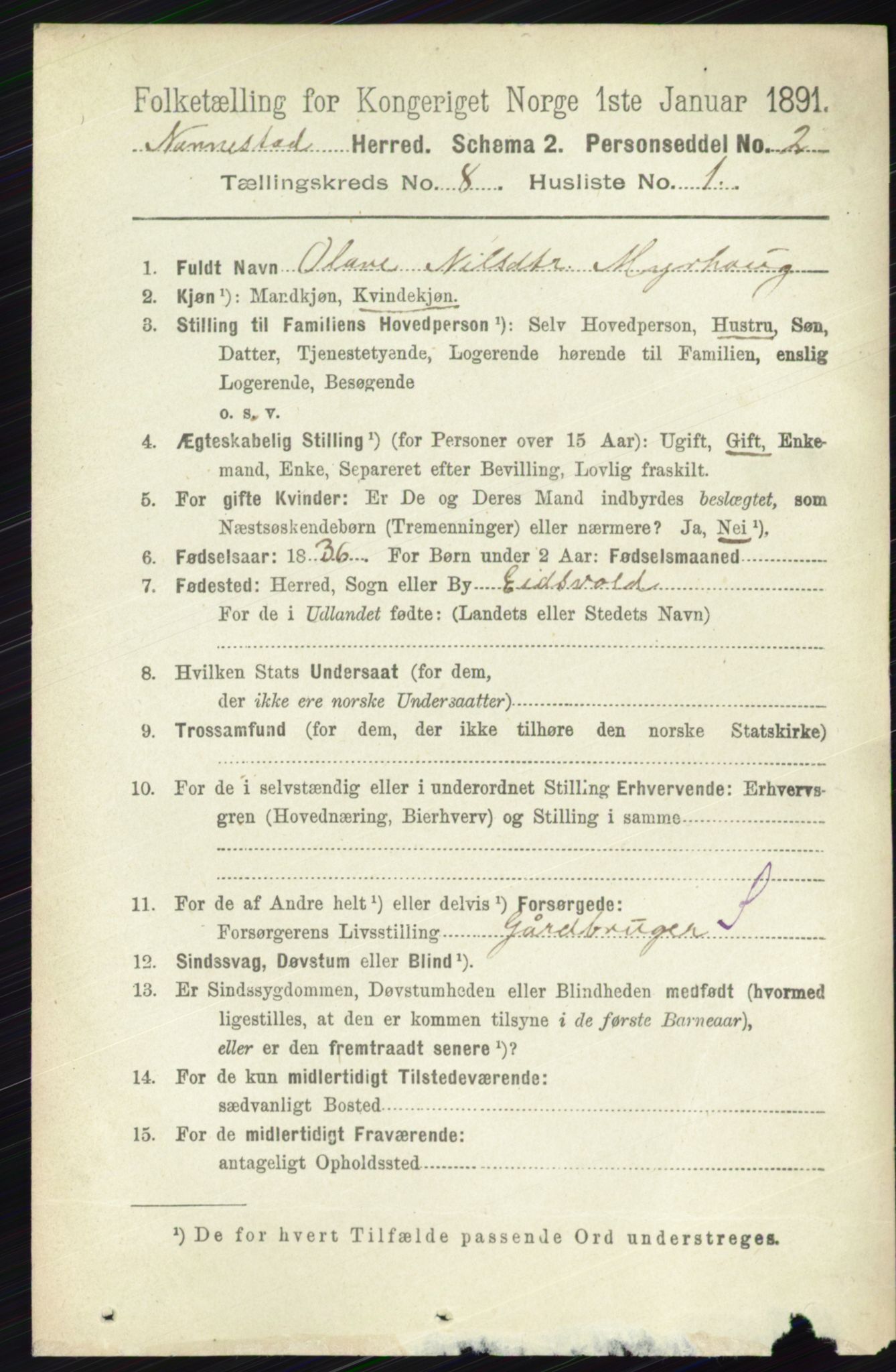 RA, 1891 census for 0238 Nannestad, 1891, p. 4431