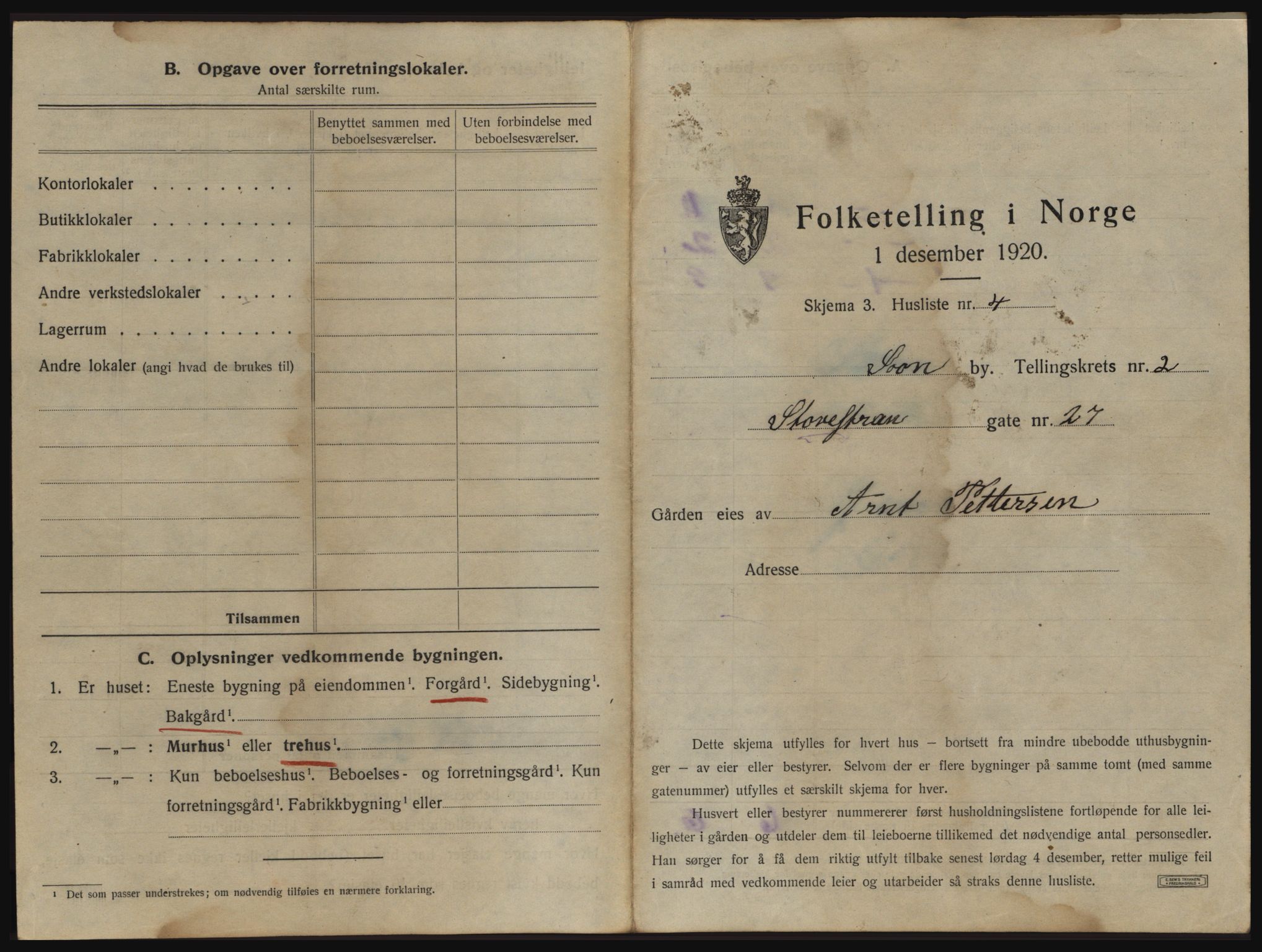 SAO, 1920 census for Son, 1920, p. 140