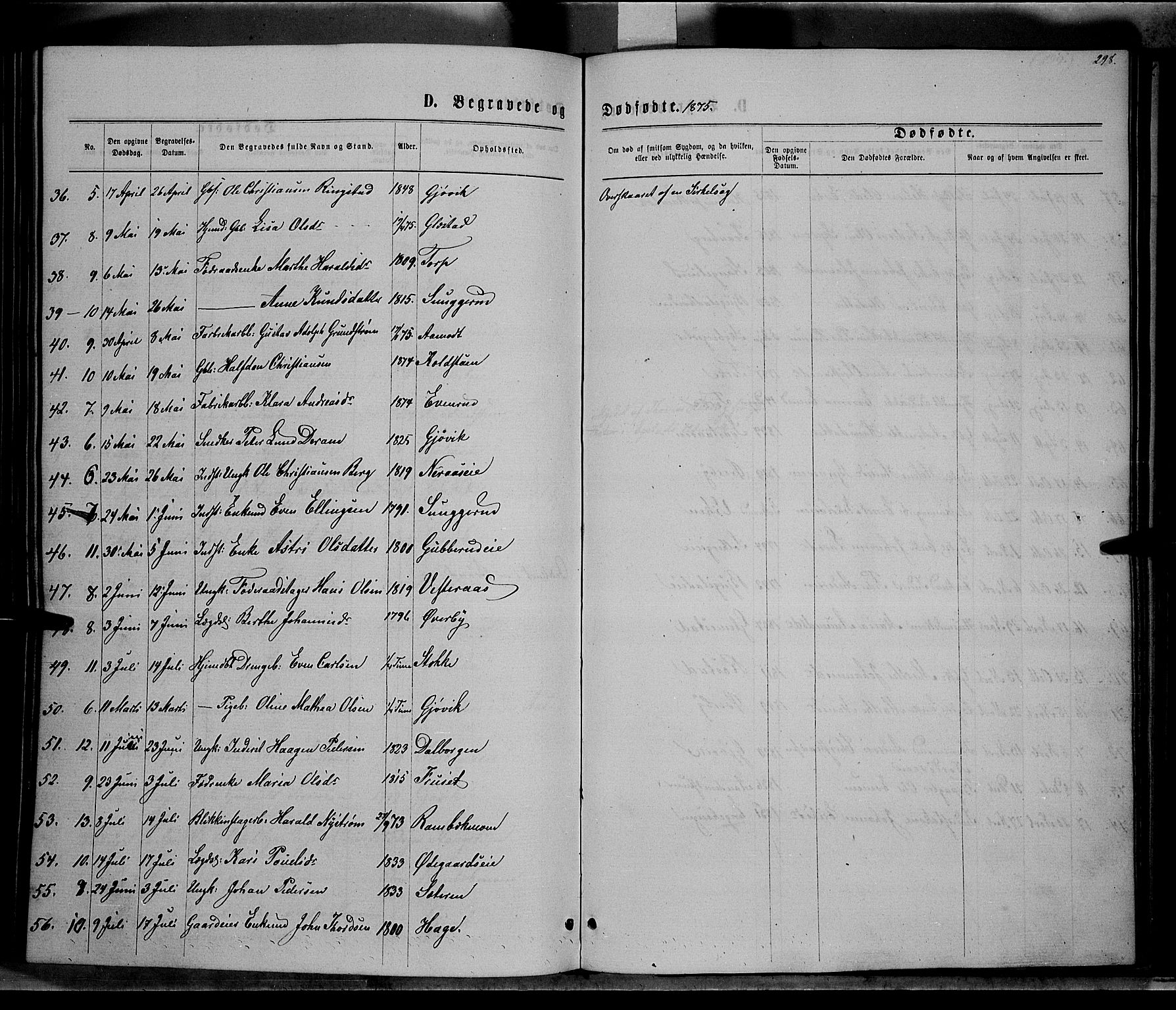 Vardal prestekontor, AV/SAH-PREST-100/H/Ha/Hab/L0006: Parish register (copy) no. 6, 1869-1881, p. 298