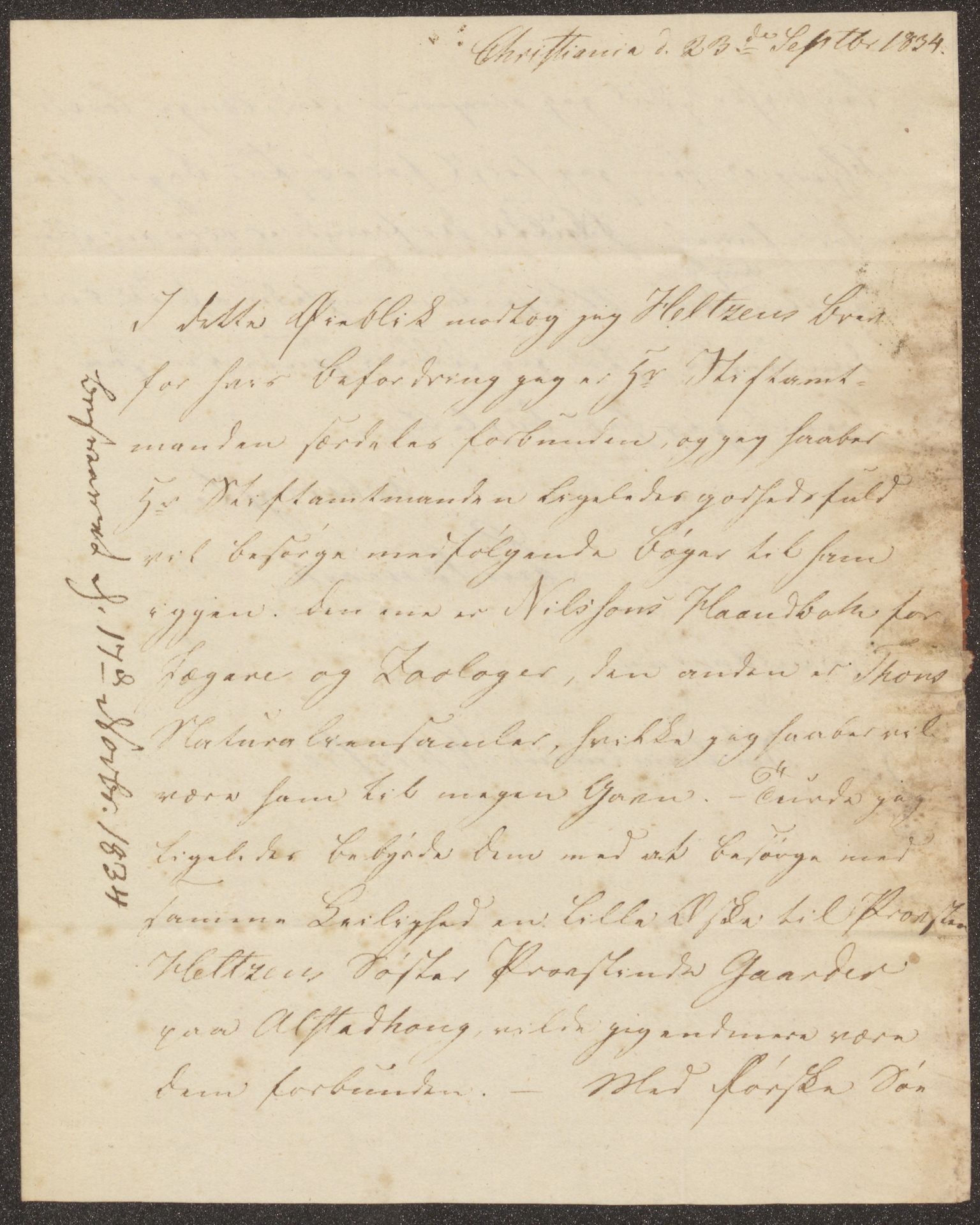 Bergens Museum, UMB/A007/D/Da/L0007/0001: Brevsamling 1834 - 1835 / Brevsamling 1834, 1834