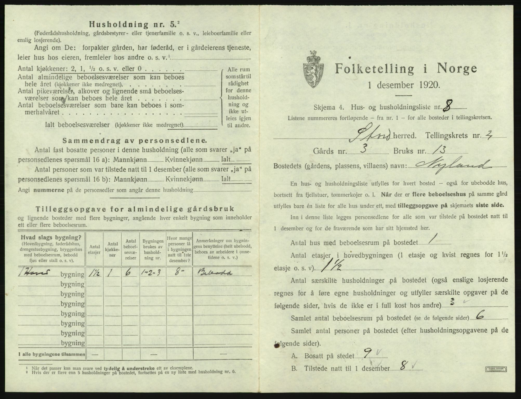 SAB, 1920 census for Stord, 1920, p. 110