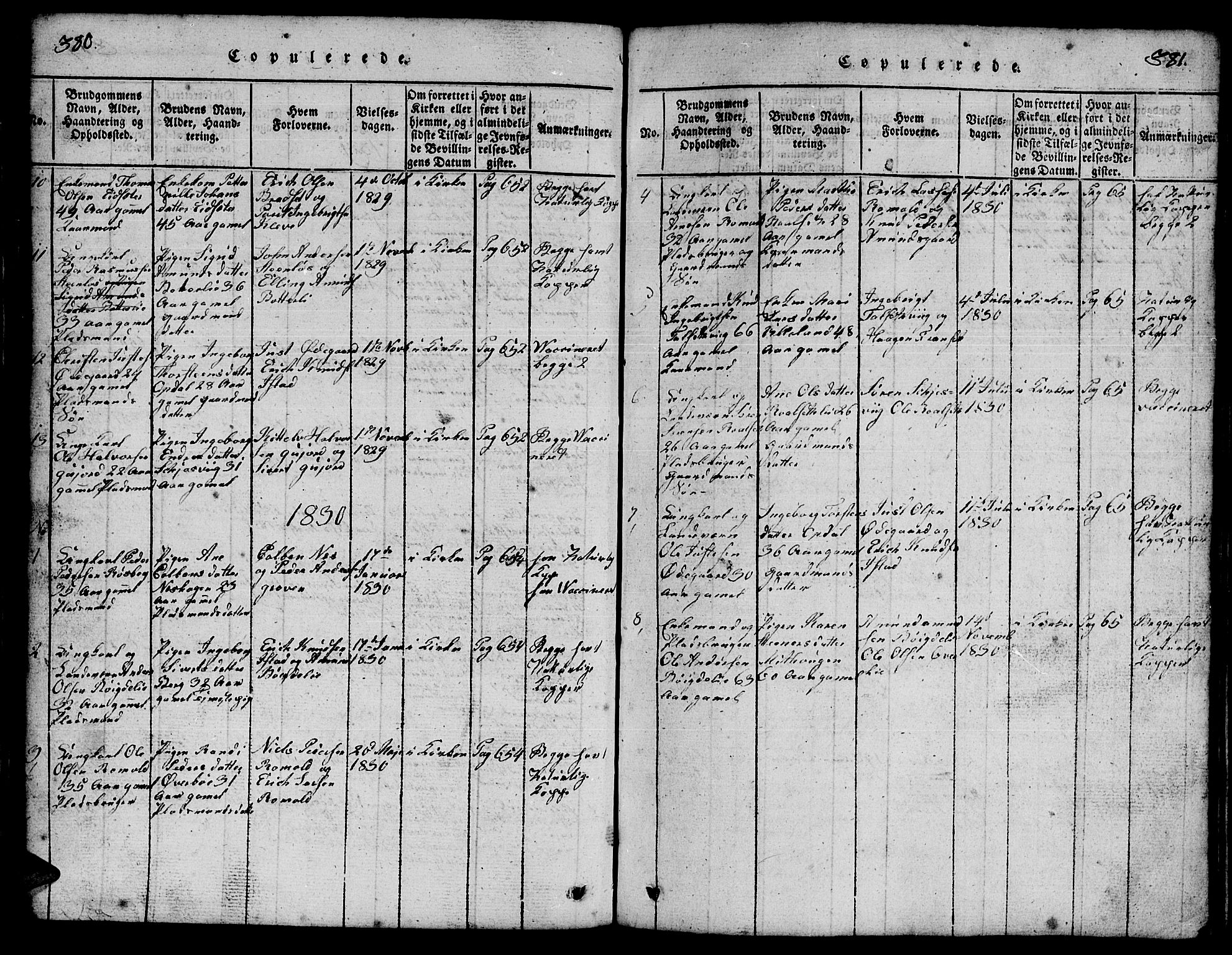Ministerialprotokoller, klokkerbøker og fødselsregistre - Møre og Romsdal, SAT/A-1454/557/L0683: Parish register (copy) no. 557C01, 1818-1862, p. 380-381