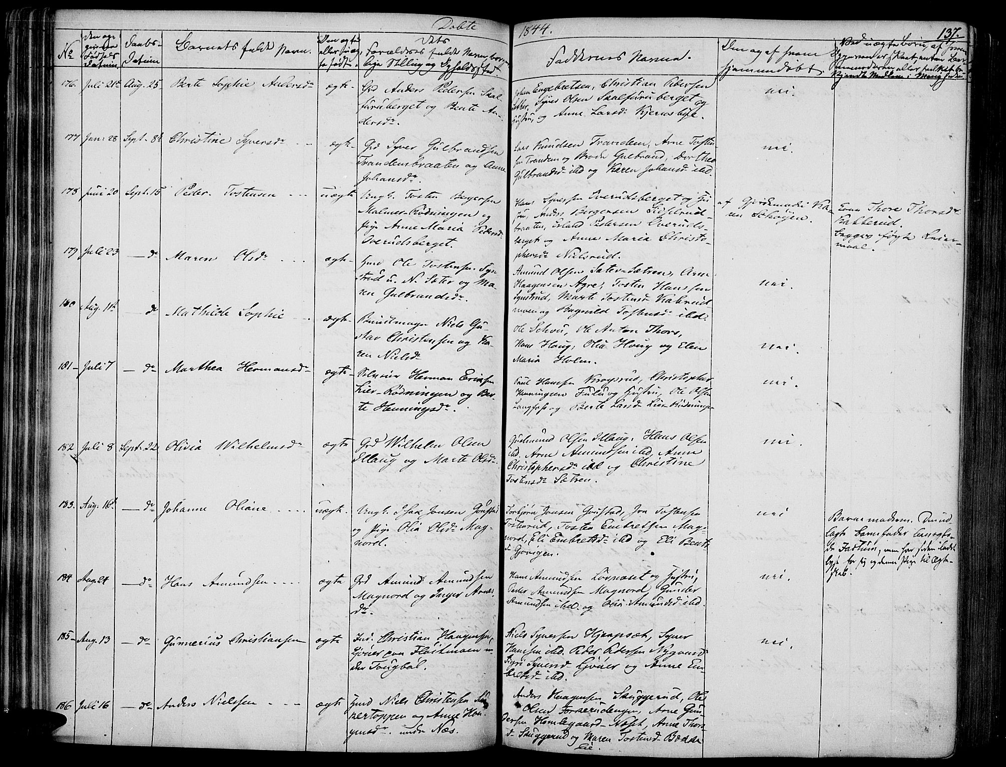 Vinger prestekontor, AV/SAH-PREST-024/H/Ha/Haa/L0008: Parish register (official) no. 8, 1839-1847, p. 137